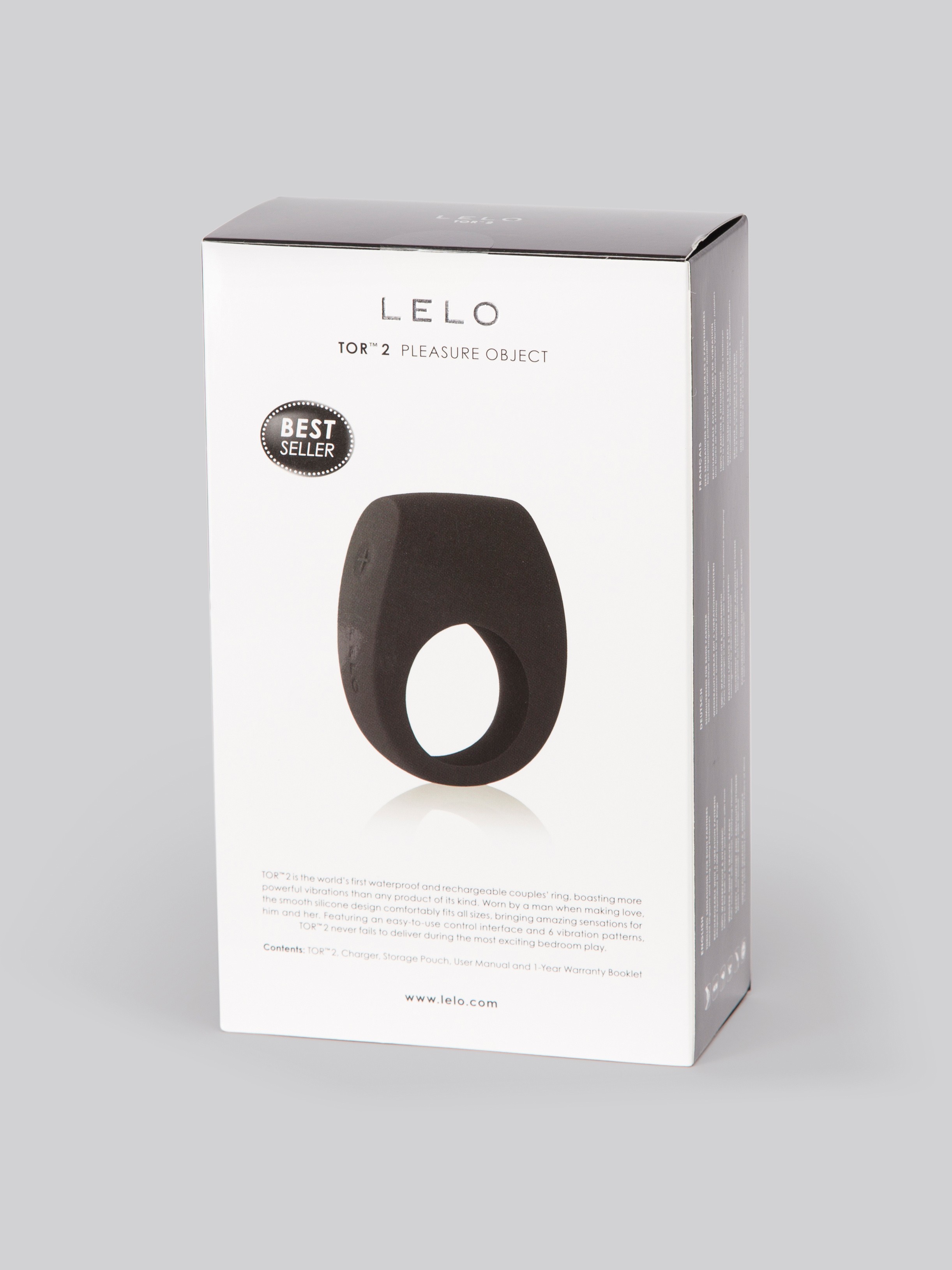 Lelo Tor 2 Luxury Rechargeable Vibrating Cock Ring, Black, hi-res