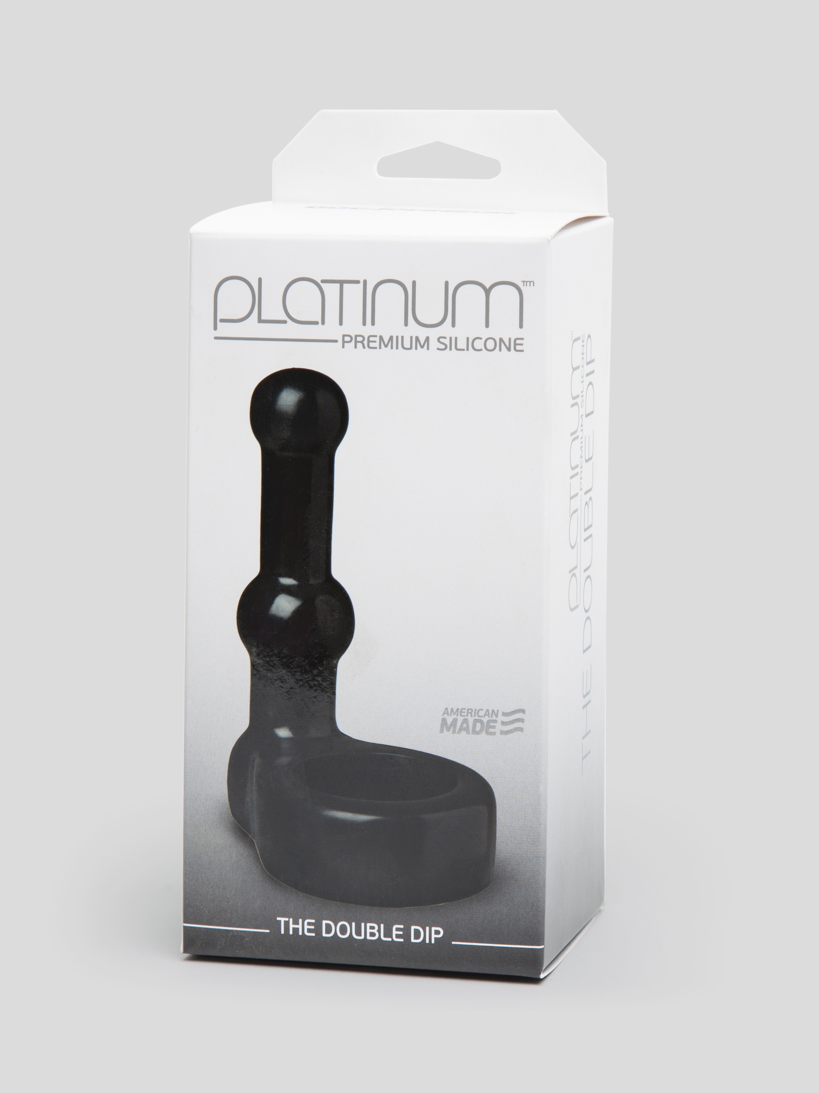 Doc Johnson Platinum The Double Dip Silicone Cock Ring and Probe, Black, hi-res