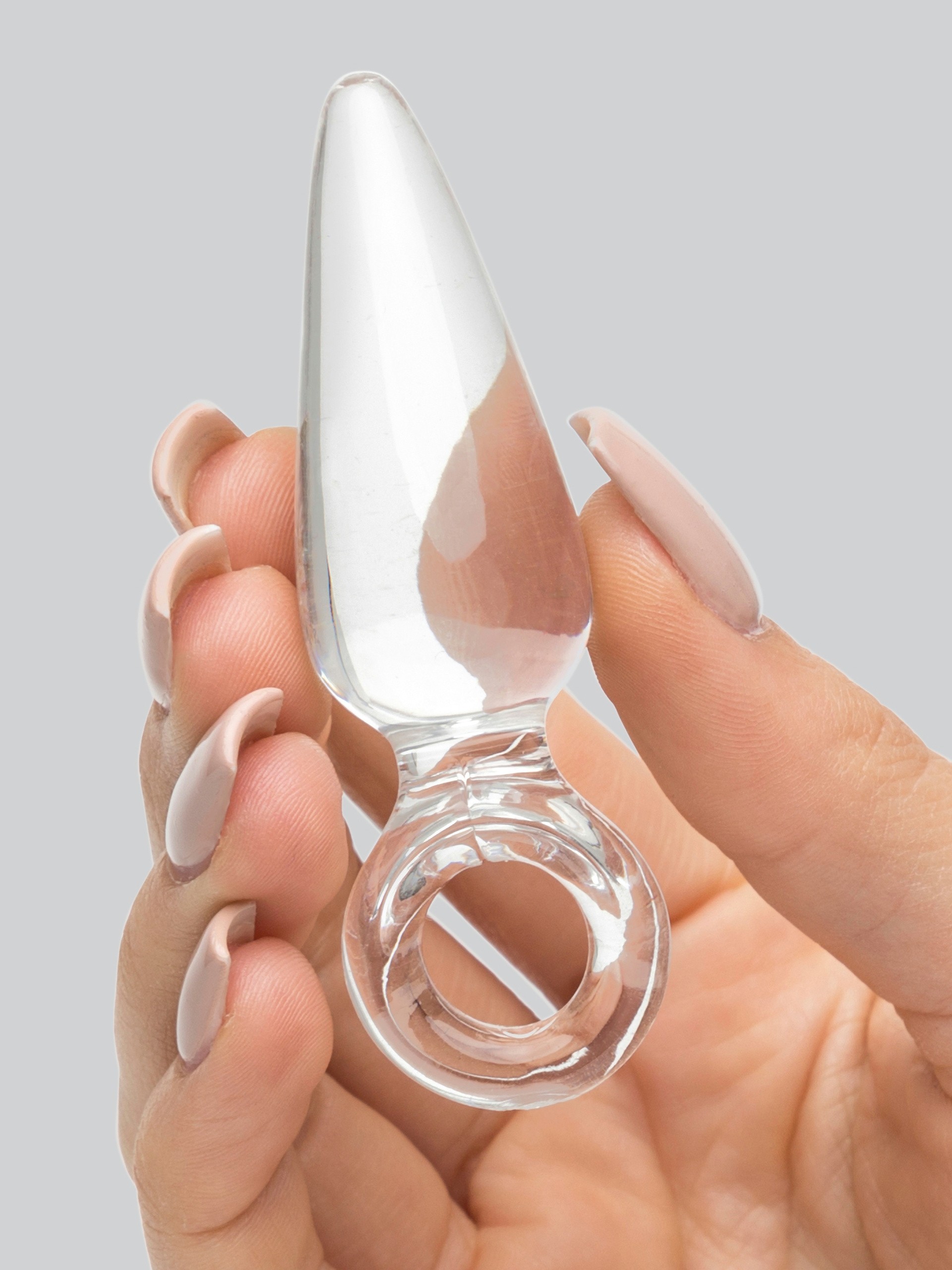 Jolie Pleasures Mini Butt Plug with Finger Loop, Clear, hi-res