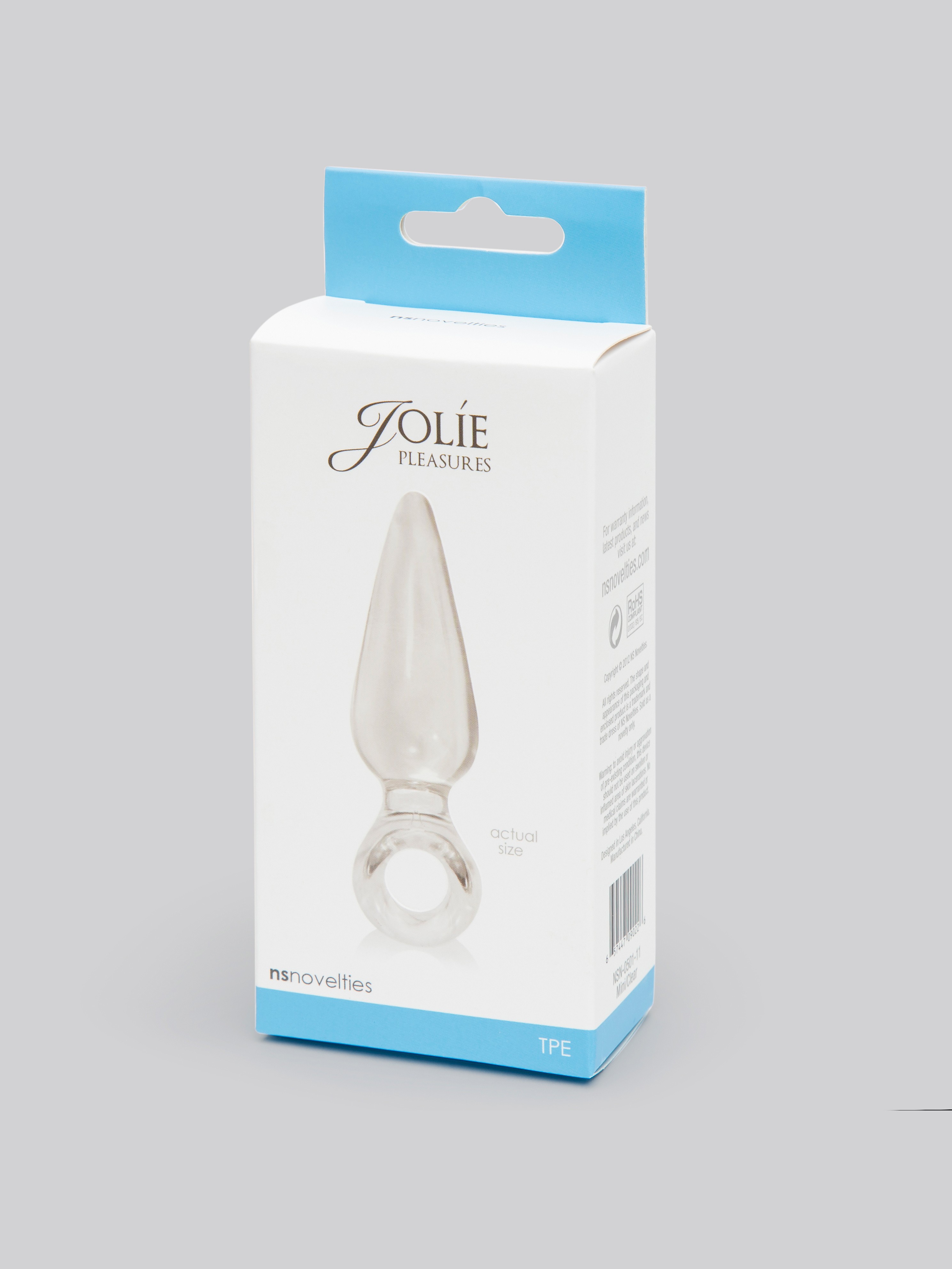 Jolie Pleasures Mini Butt Plug with Finger Loop, Clear, hi-res