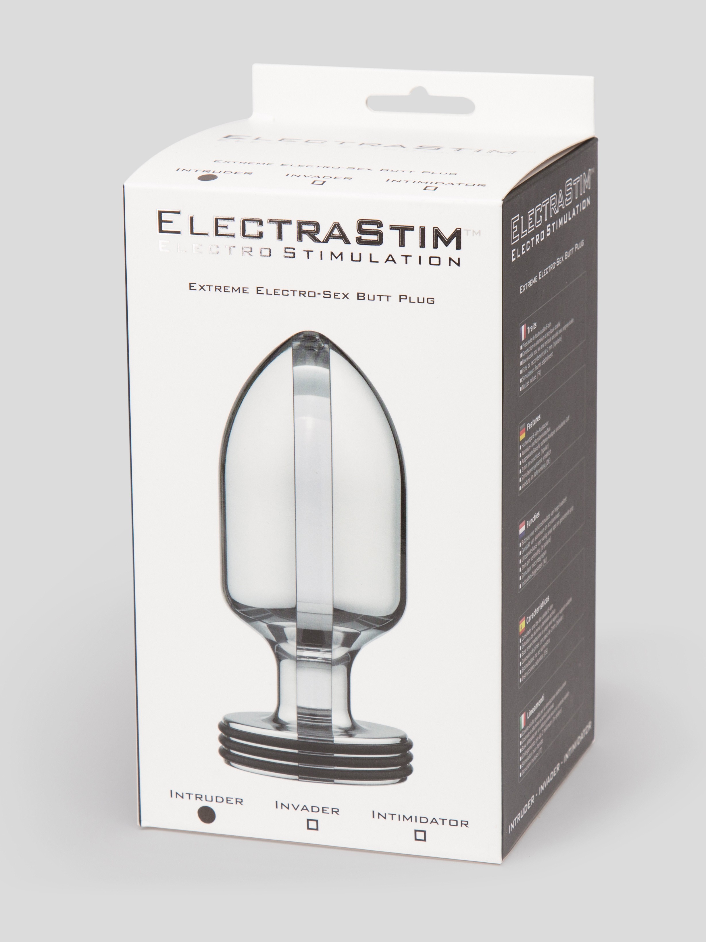 ElectraStim Bi-Polar Intruder Electrosex Metal Butt Plug 4.5 Inch, Silver, hi-res