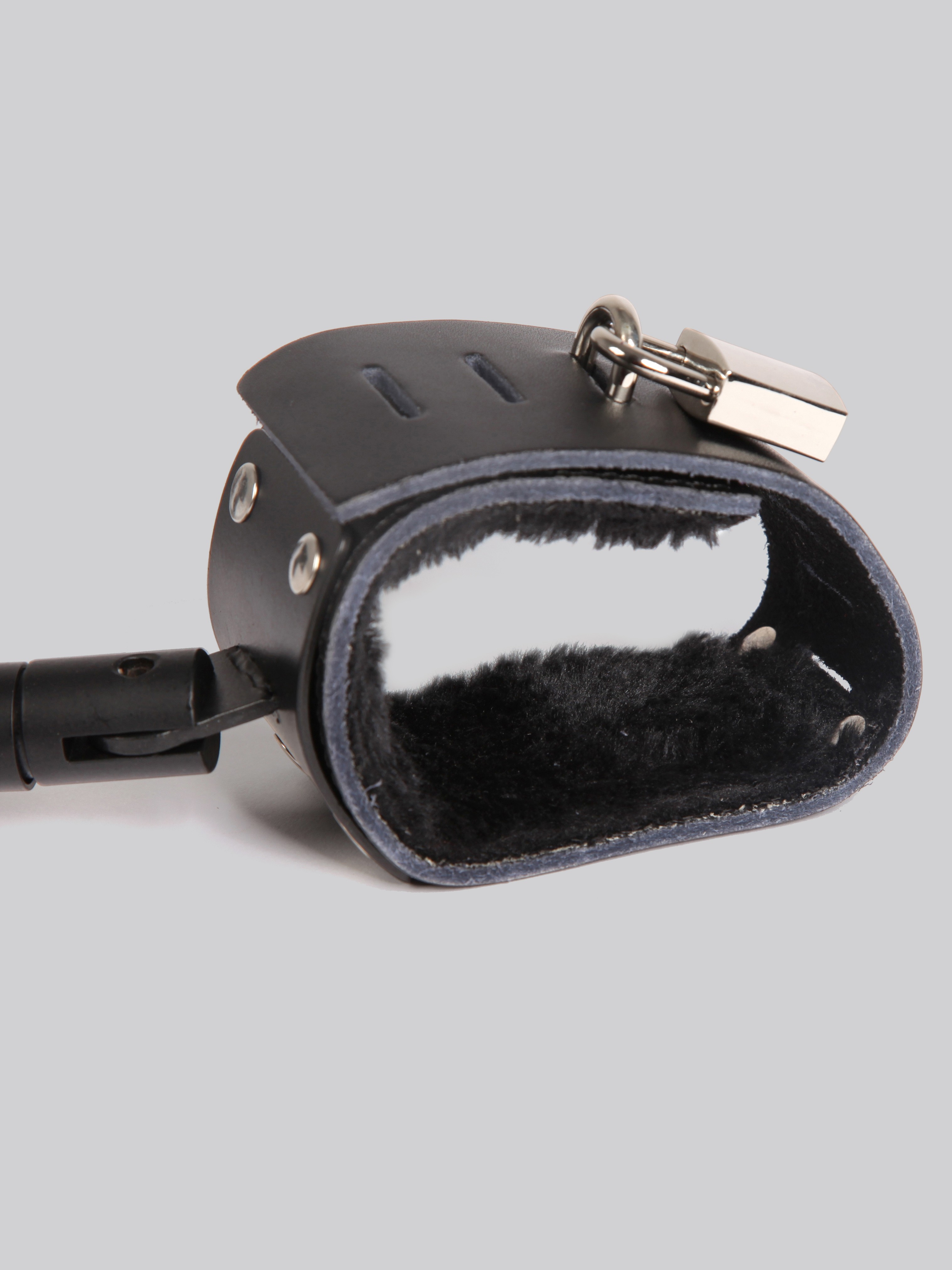 Bondage Boutique Expandable Spreader Bar with Leather Cuffs, Black, hi-res