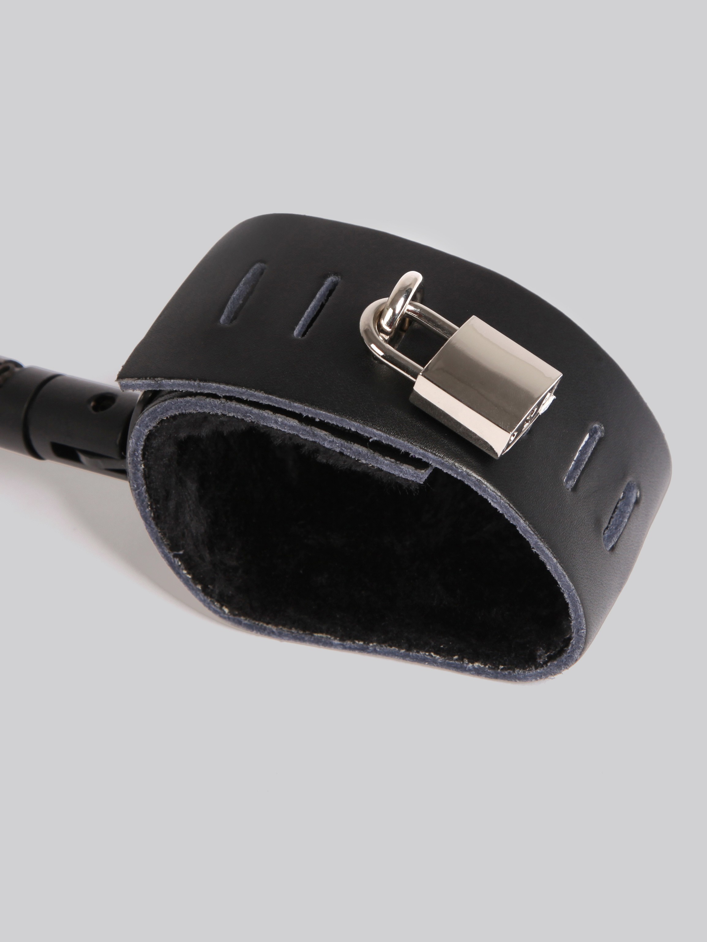 Bondage Boutique Expandable Spreader Bar with Leather Cuffs, Black, hi-res