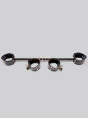 Bondage Boutique Extreme Expandable Spreader Bar with Leather Cuffs, Black, hi-res