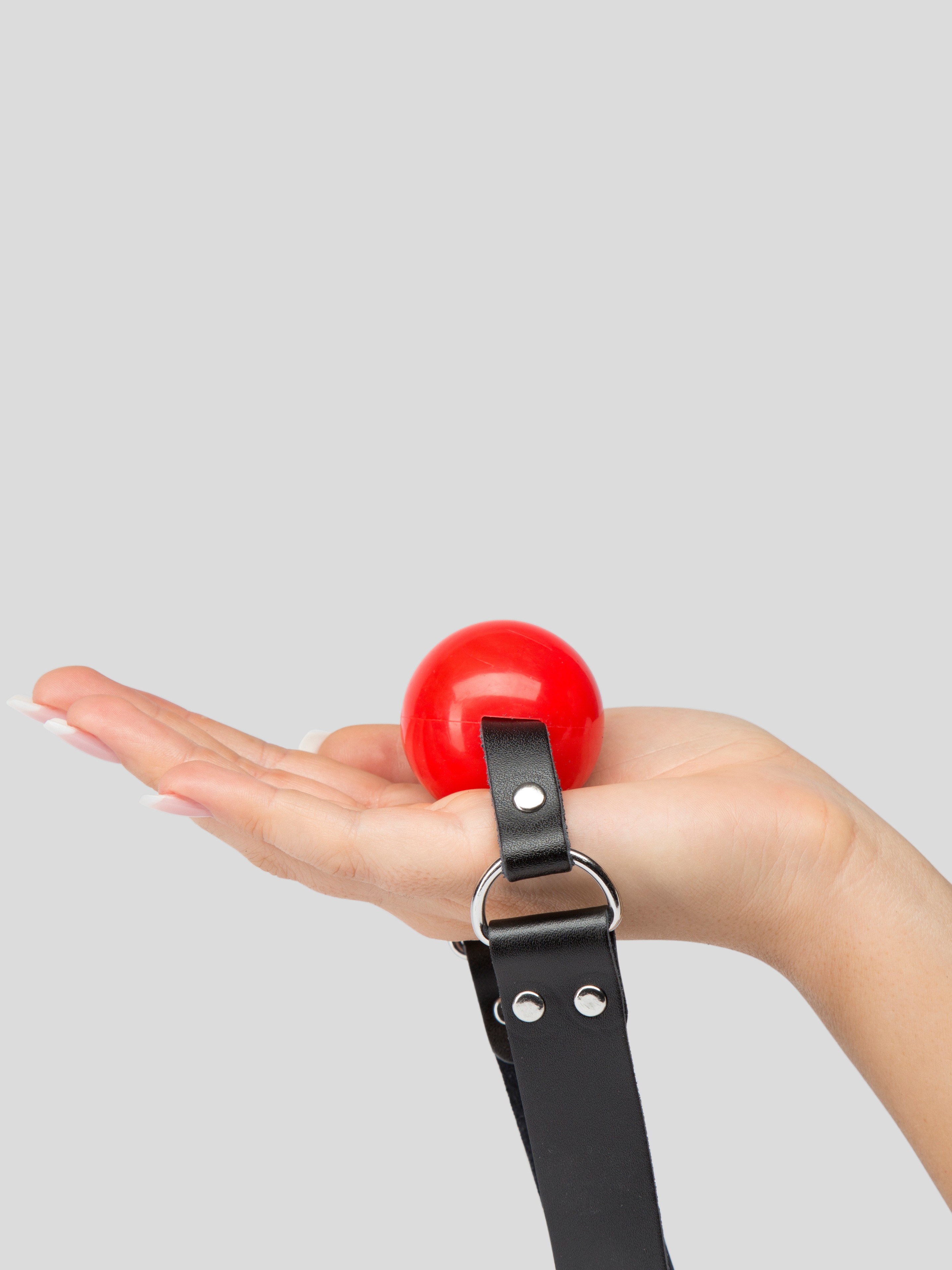 Bondage Boutique Large Silicone Ball Gag, Red, hi-res