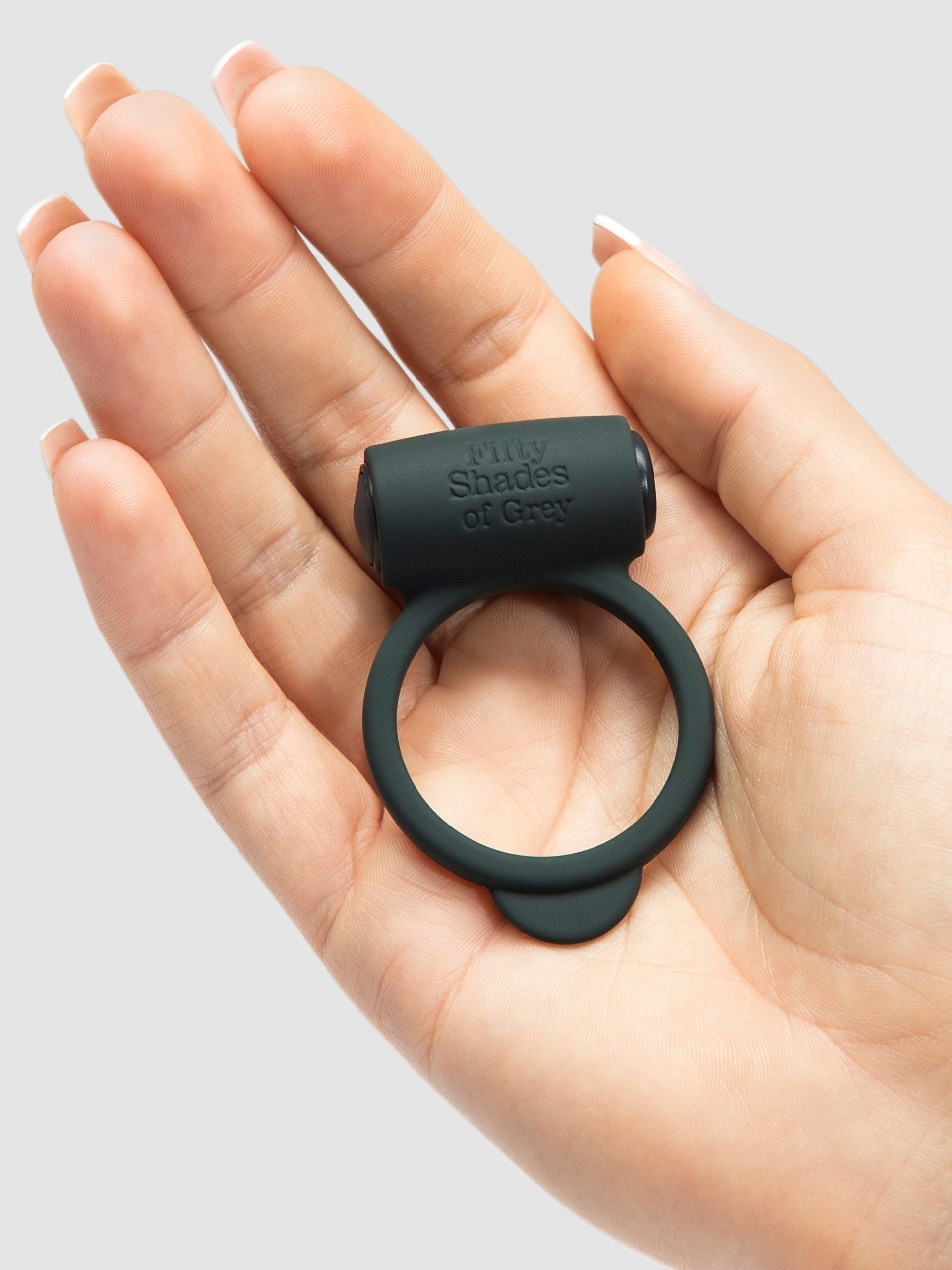 Fifty Shades of Grey Yours and Mine Vibrating Silicone Love Ring, Grey, hi-res
