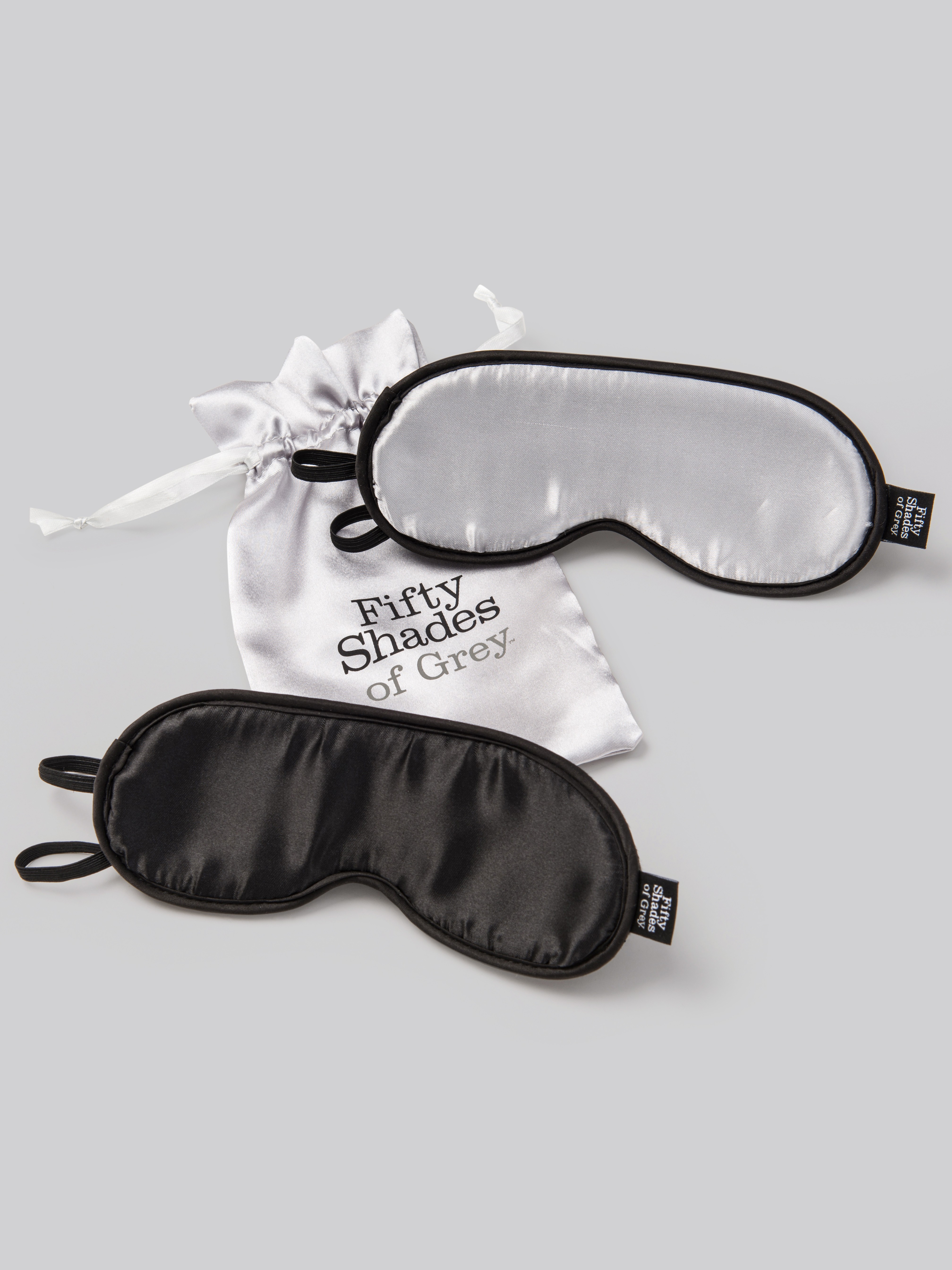 Fifty Shades of Grey No Peeking Soft Twin Blindfold Set, Silver, hi-res