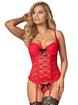 Exposed Luv Red Floral Lace Bustier and G-String Set, Red, hi-res