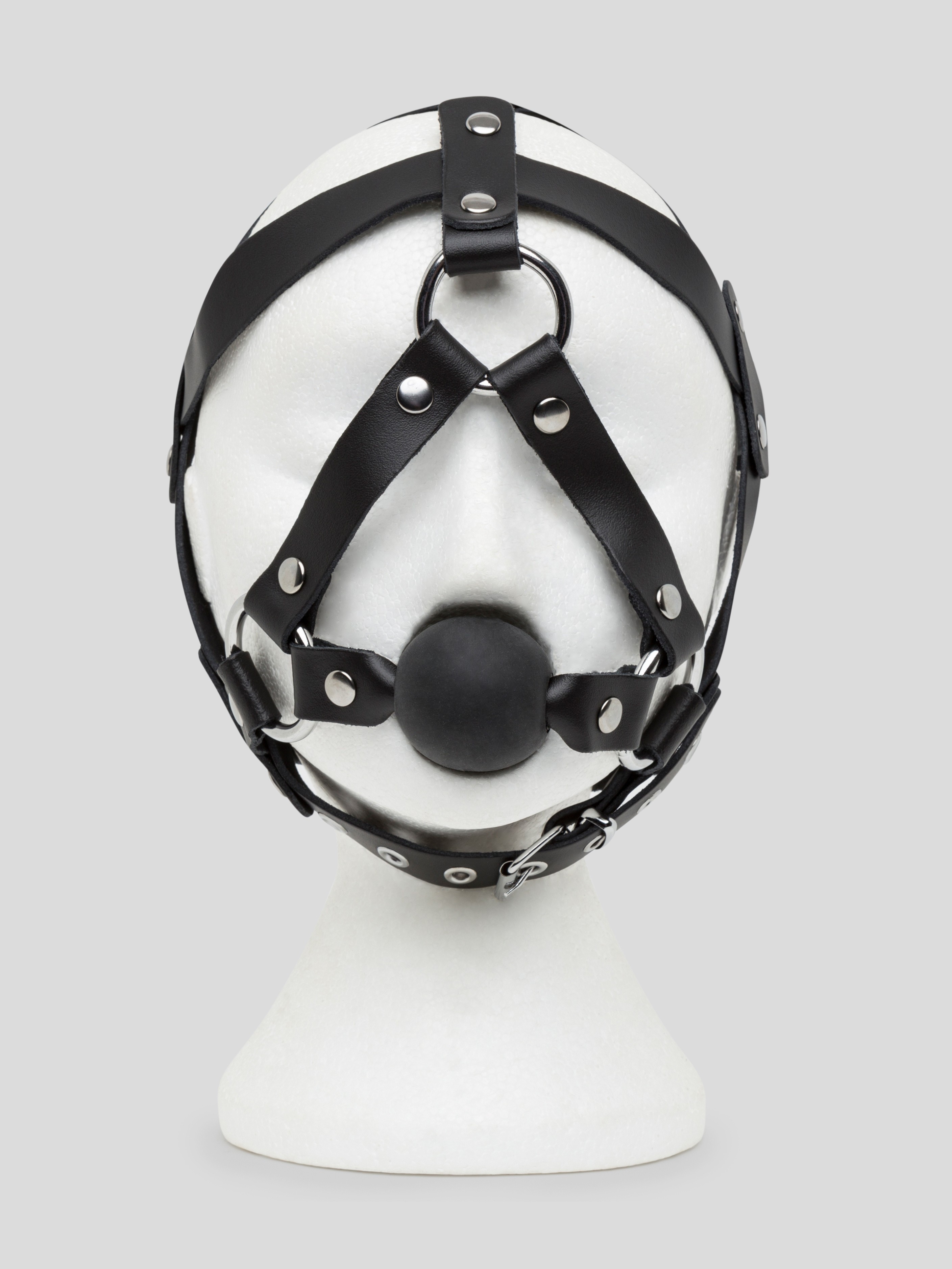 Zado Leather Head Harness and Medium Ball Gag, Black, hi-res