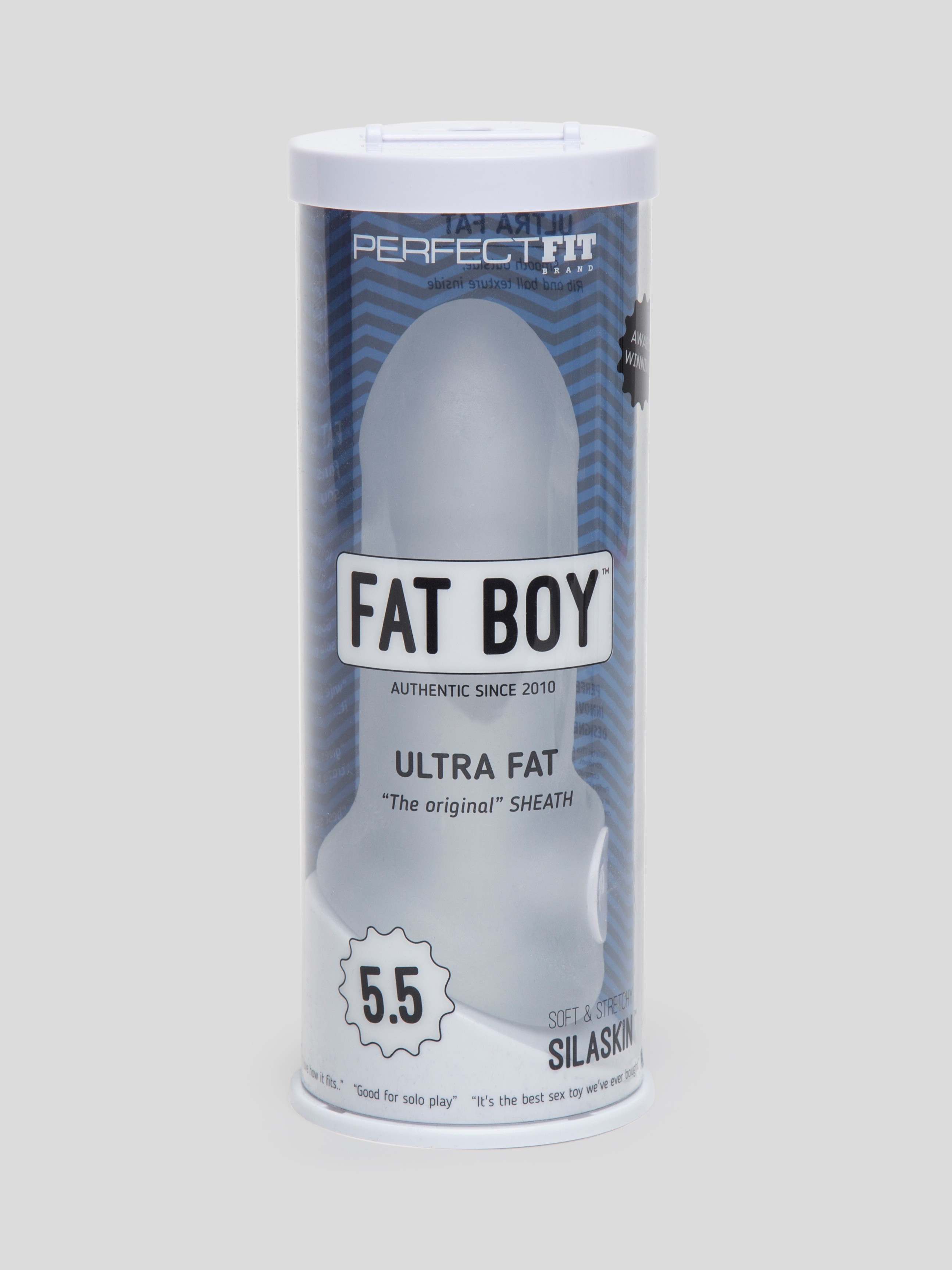 Perfect Fit Fat Boy Ultra Fat 5.5 Inch Penis Sleeve with Ball Loop, Clear, hi-res