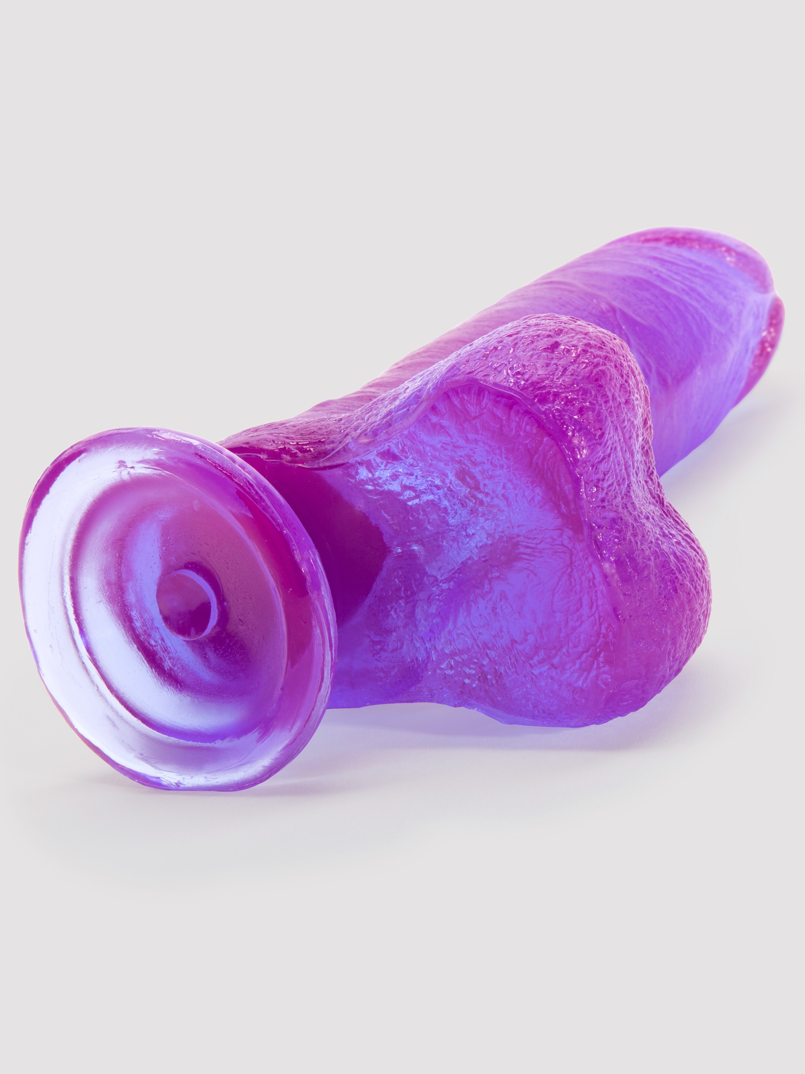 Doc Johnson Crystal Jellies Ballsy Suction Cup Dildo 8 Inch, Purple, hi-res