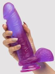 Doc Johnson Crystal Jellies Ballsy Suction Cup Dildo 8 Inch, Purple, hi-res