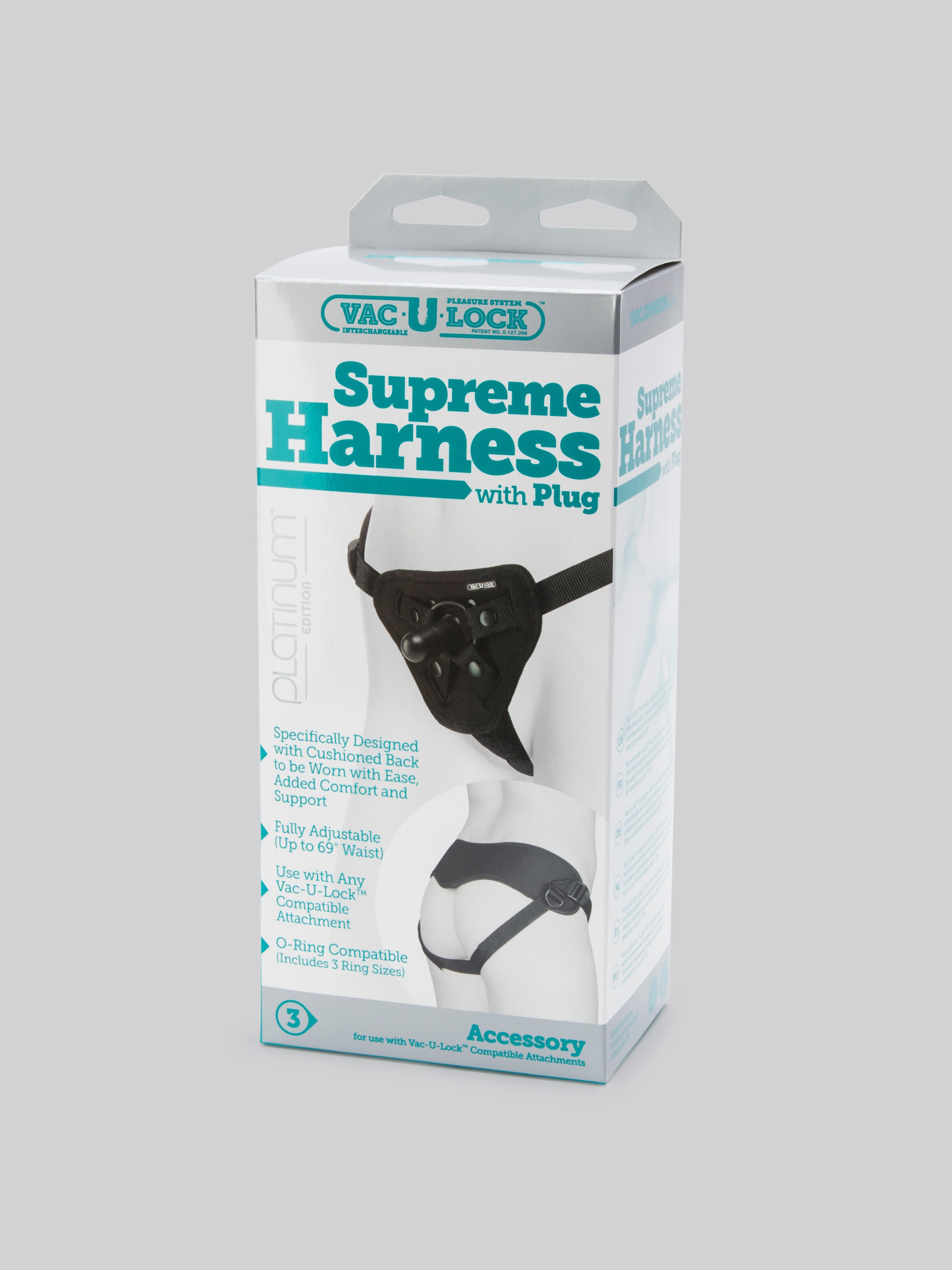 Doc Johnson Vac-U-Lock Extra Support Supreme Harness with Plug, Black, hi-res