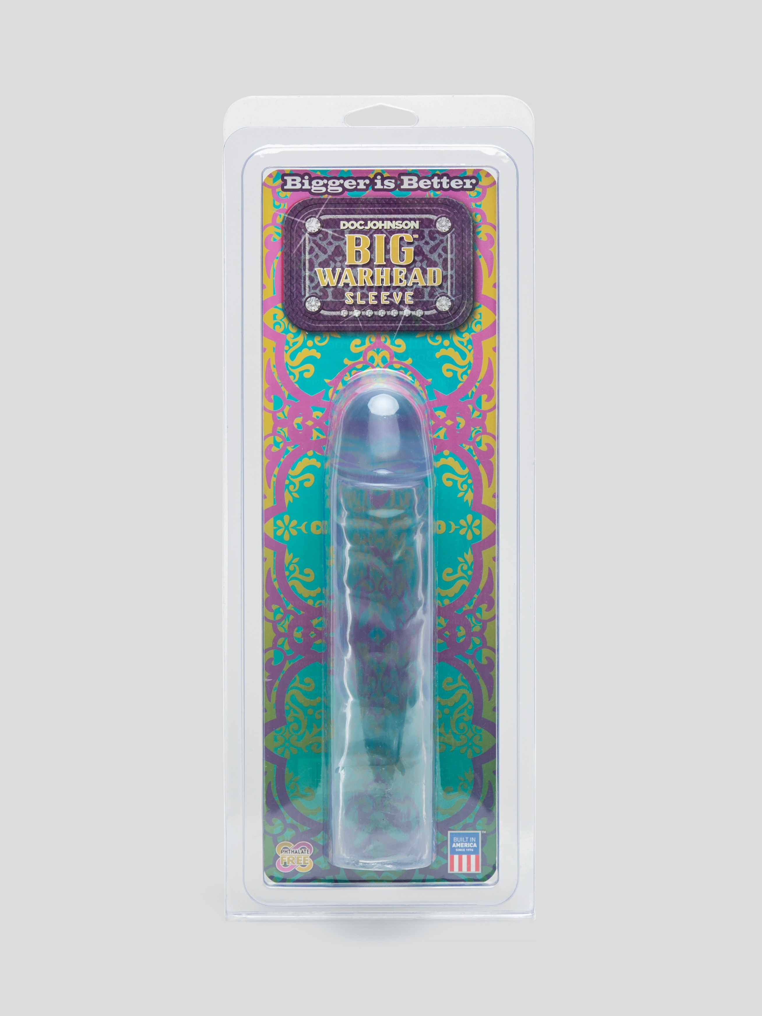 Doc Johnson Big Warhead 8 Inch Penis Sleeve, Clear, hi-res