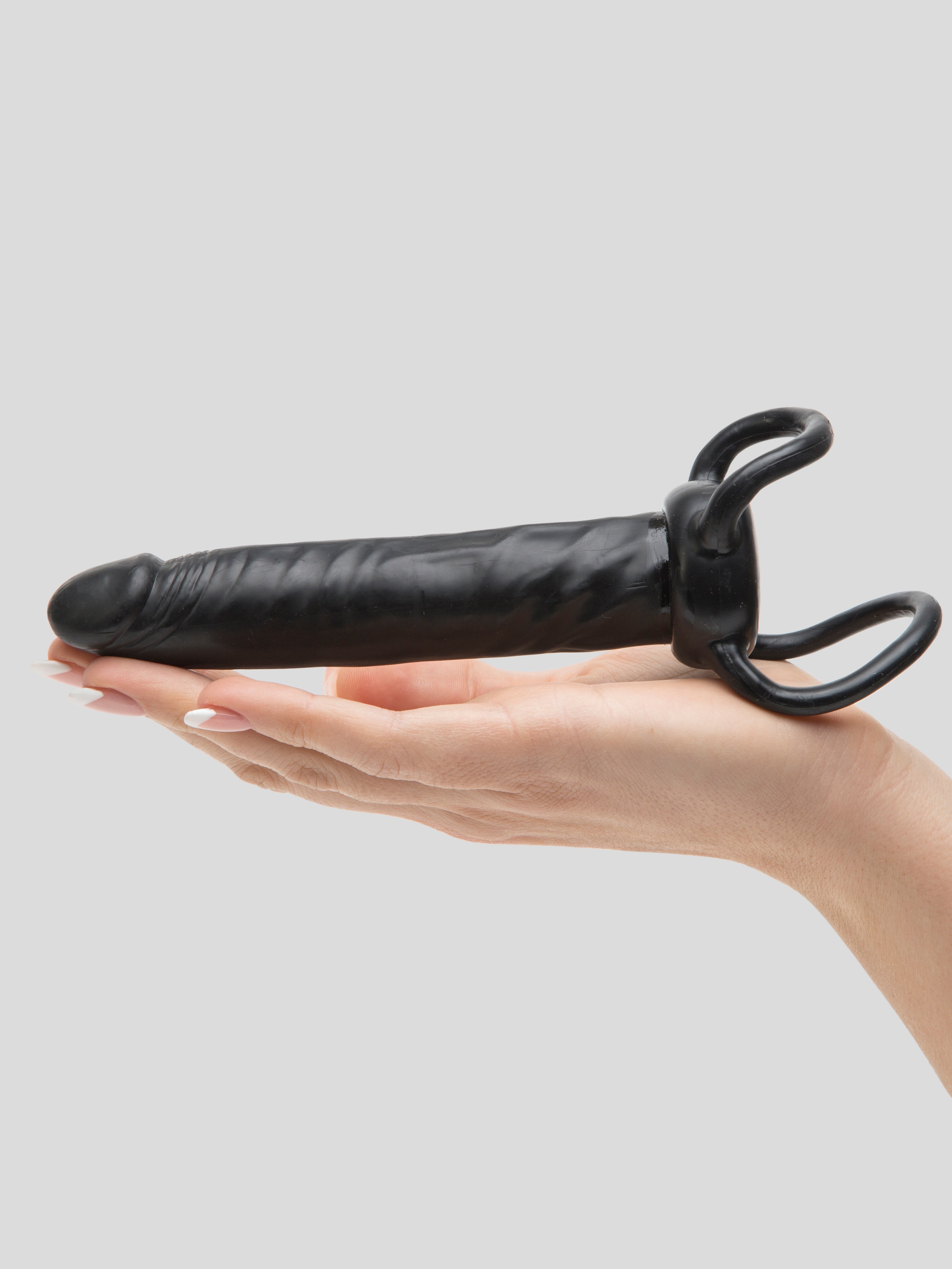 Love Rider Double Penetration Strap-On 5.5 Inch Dildo, Black, hi-res