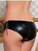 Seven 'til Midnight Crotchless Wet Look Lace-Up Knickers, Black, hi-res