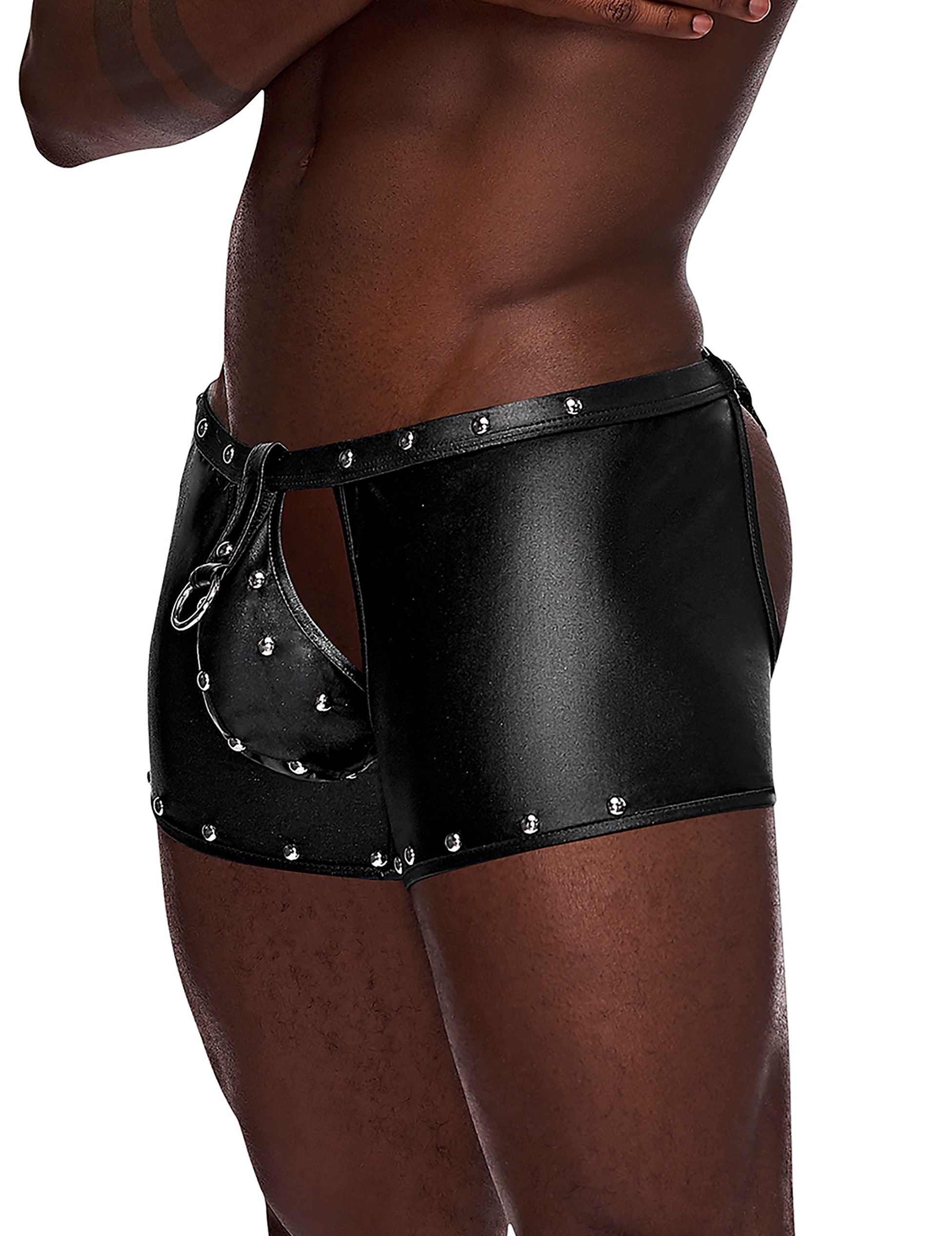 Male Power Poseidon Fetish Thong and Shorts, Black, hi-res