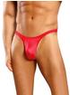 Male Power Satin Thong, Red, hi-res