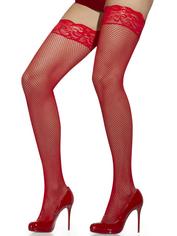 Fever Fishnet Hold-Ups with Lace Tops, Red, hi-res