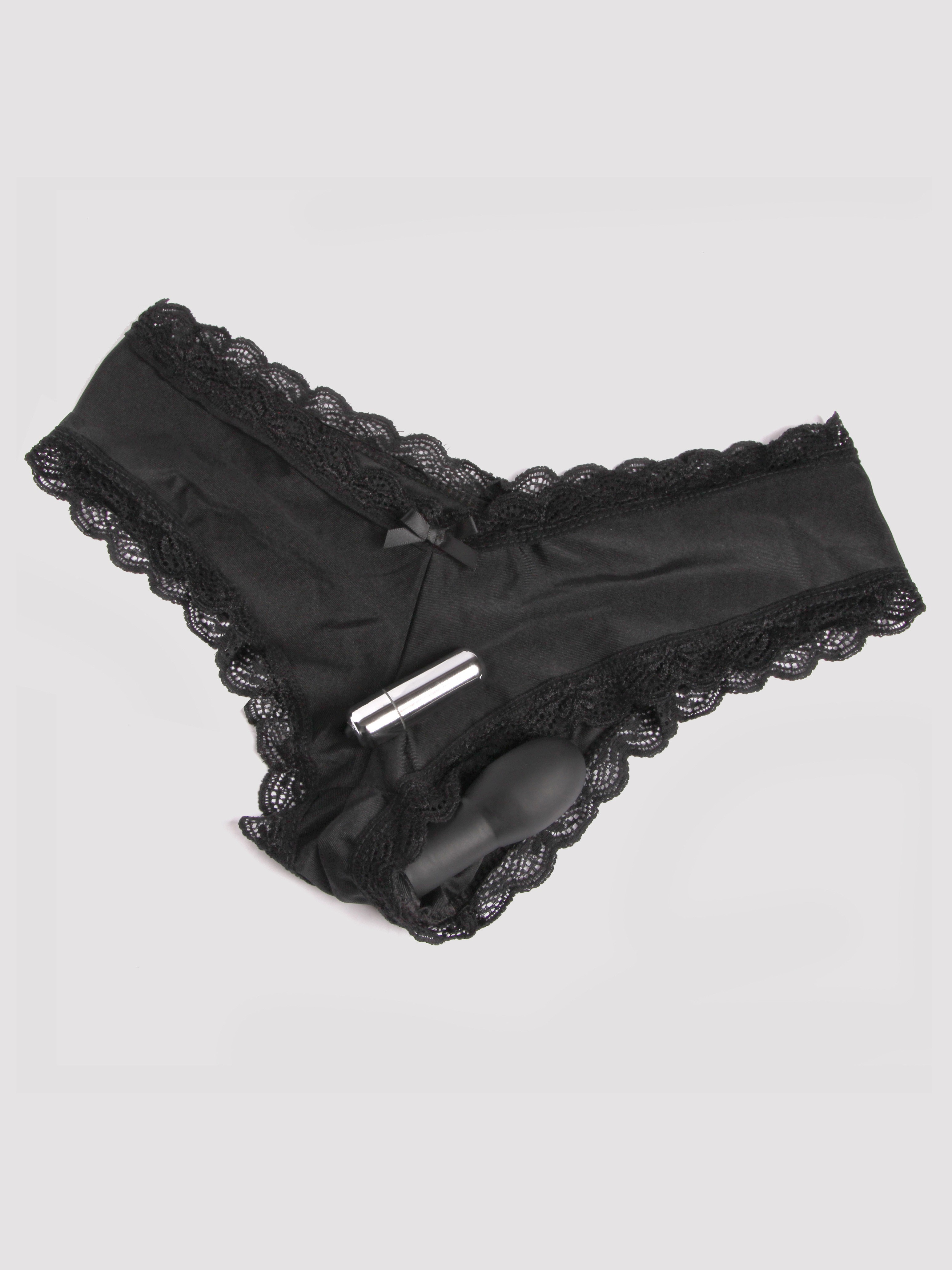 Love Rider Vibrating Knickers with 3 Inch Dildo, Black, hi-res