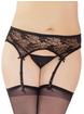 Coquette Stretch Lace Garter Belt with Satin Bows, Black, hi-res