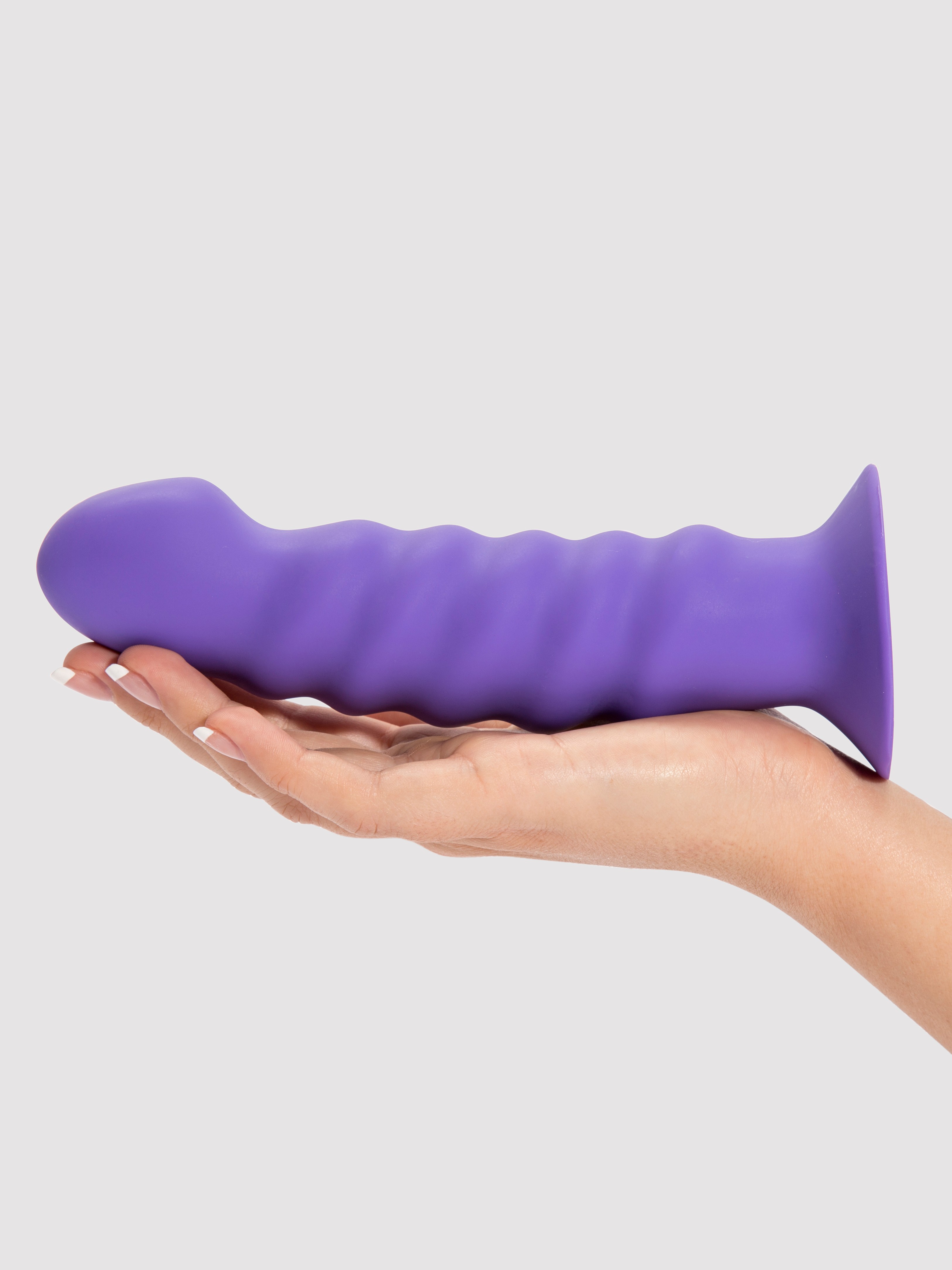 Kendall Swirly Silicone Dildo 7.5 Inch, Purple, hi-res