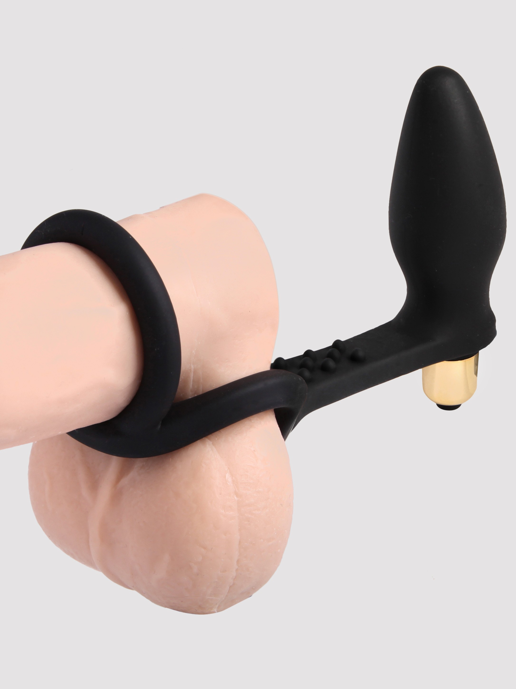 Rocks Off Ro-Zen 7 Function Double Cock Ring and Vibrating Butt Plug, Black, hi-res
