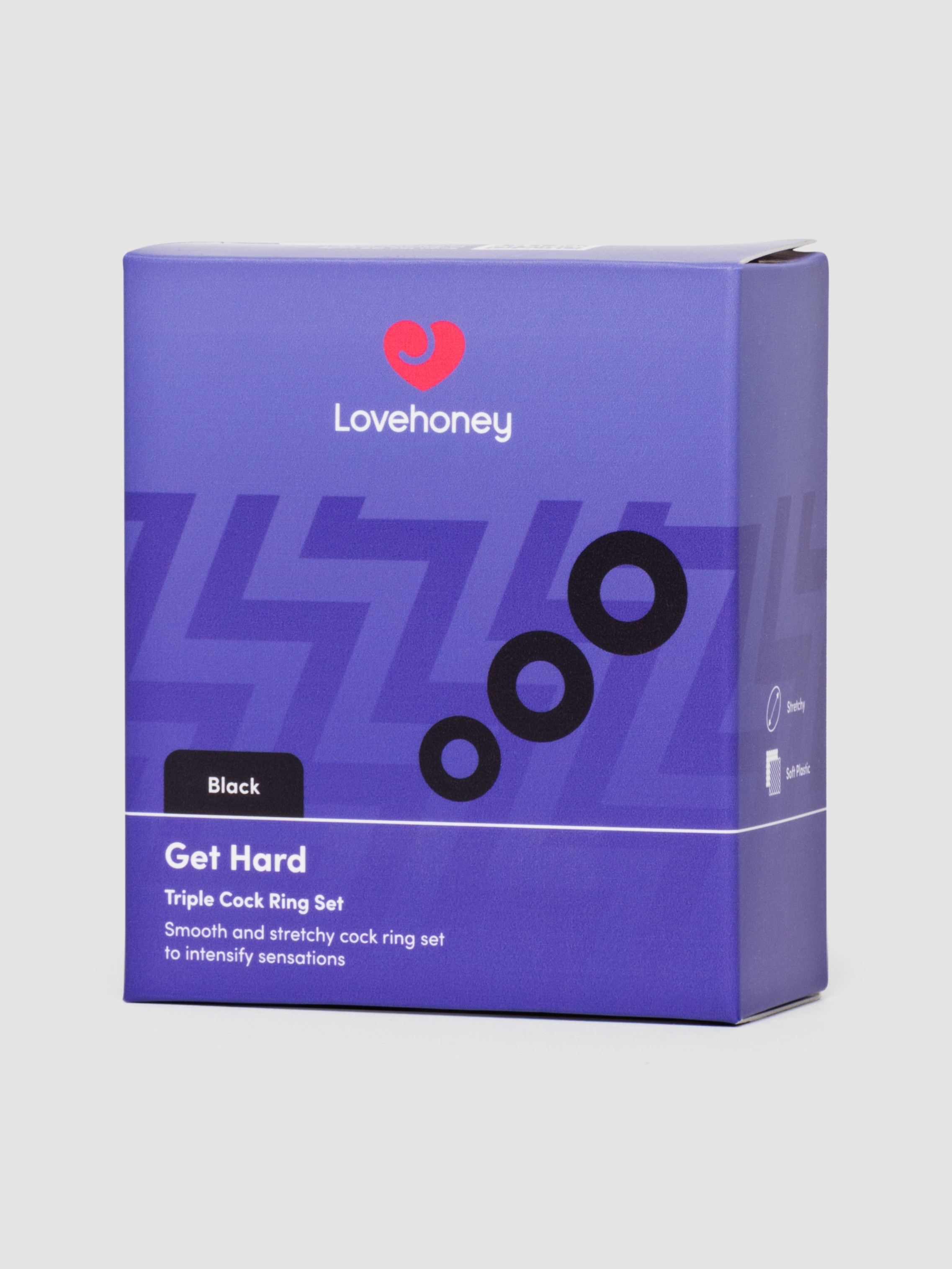 Lovehoney Get Hard Triple Stamina Ring Set (3 Pack), Black, hi-res