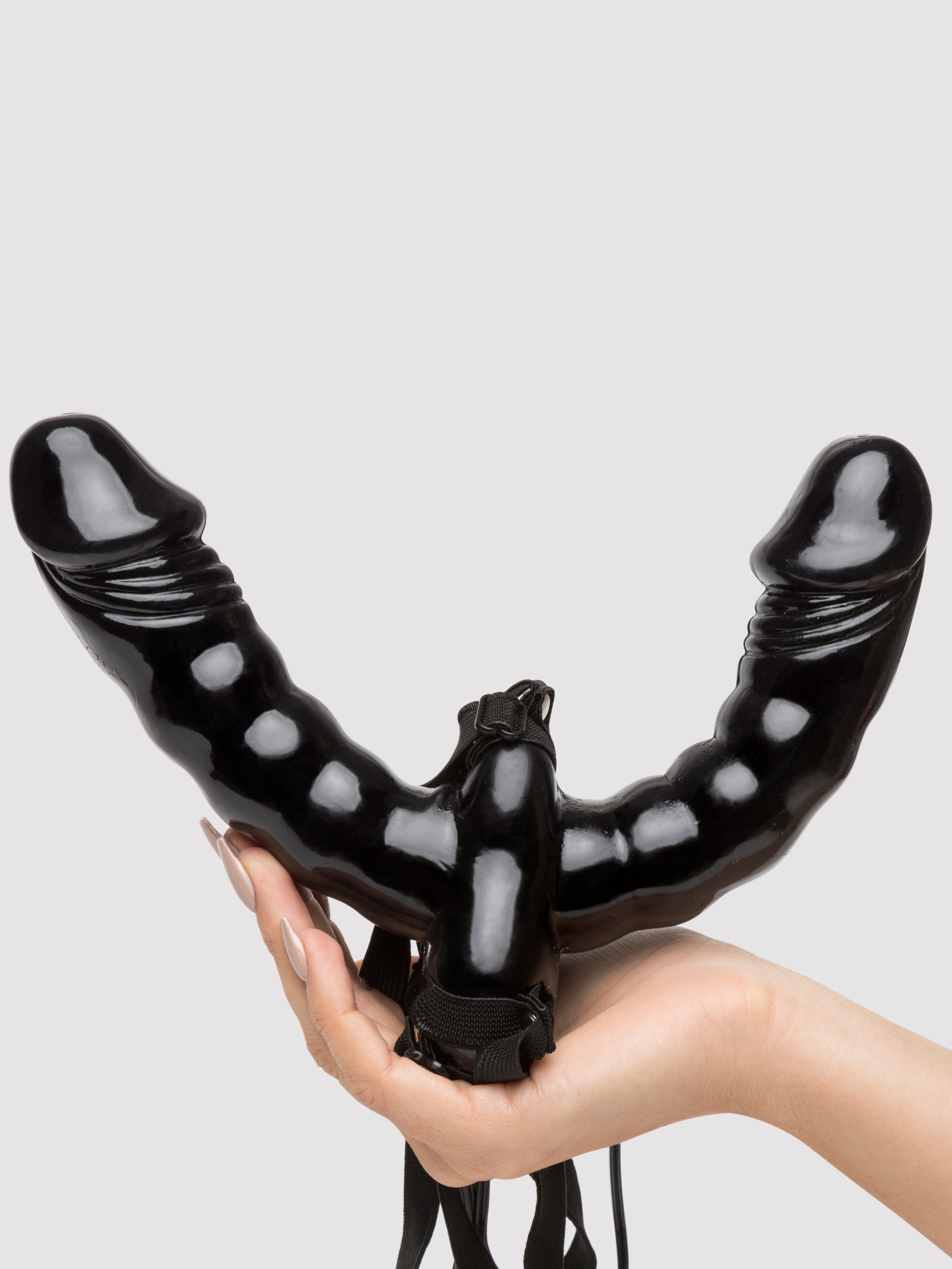 Fetish Fantasy Double Delight Vibrating Double Dildo Strap-On Set, Black, hi-res