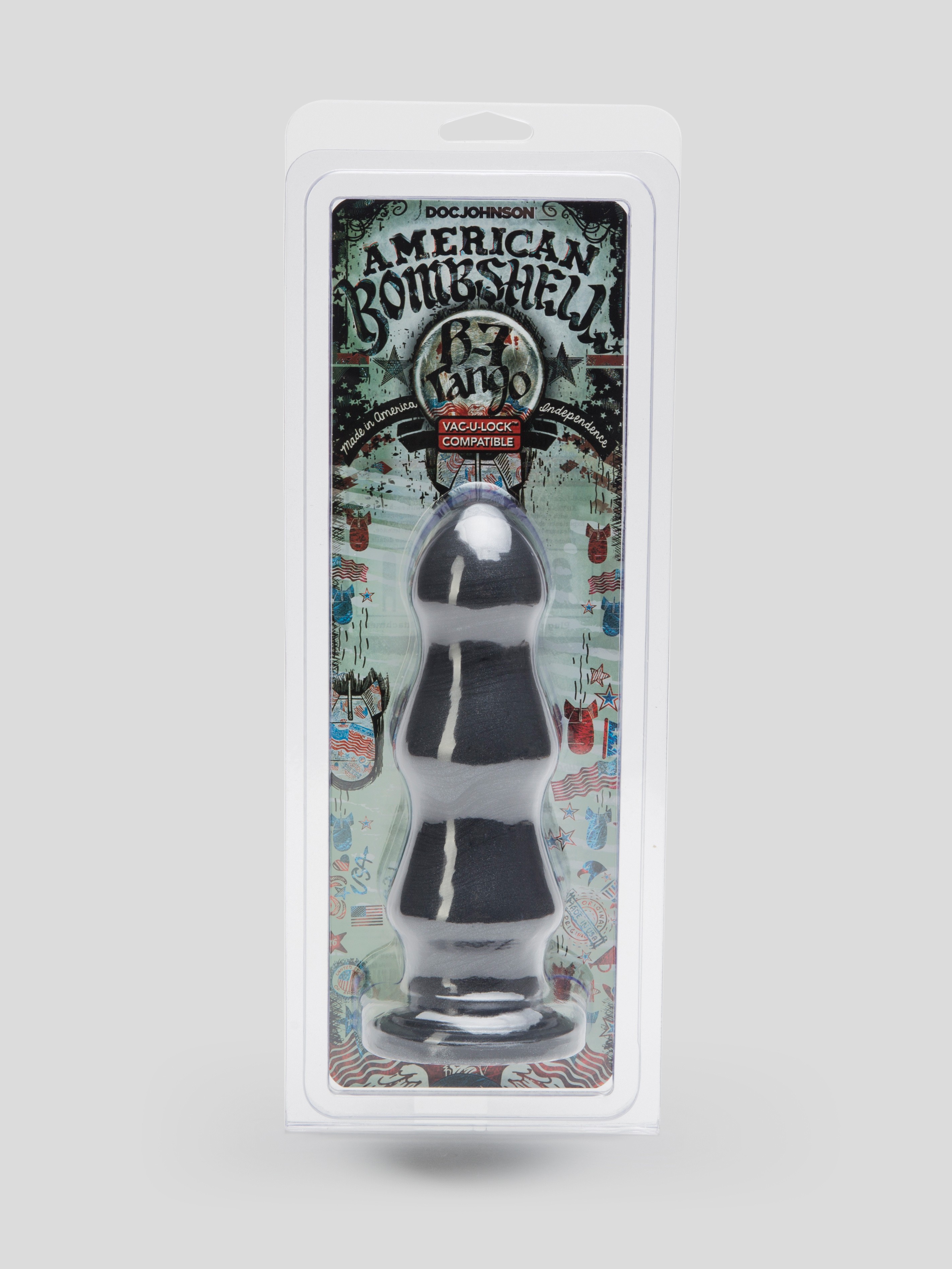 Doc Johnson American Bombshell Large B-7 Tango Butt Plug 7 Inch, Black, hi-res