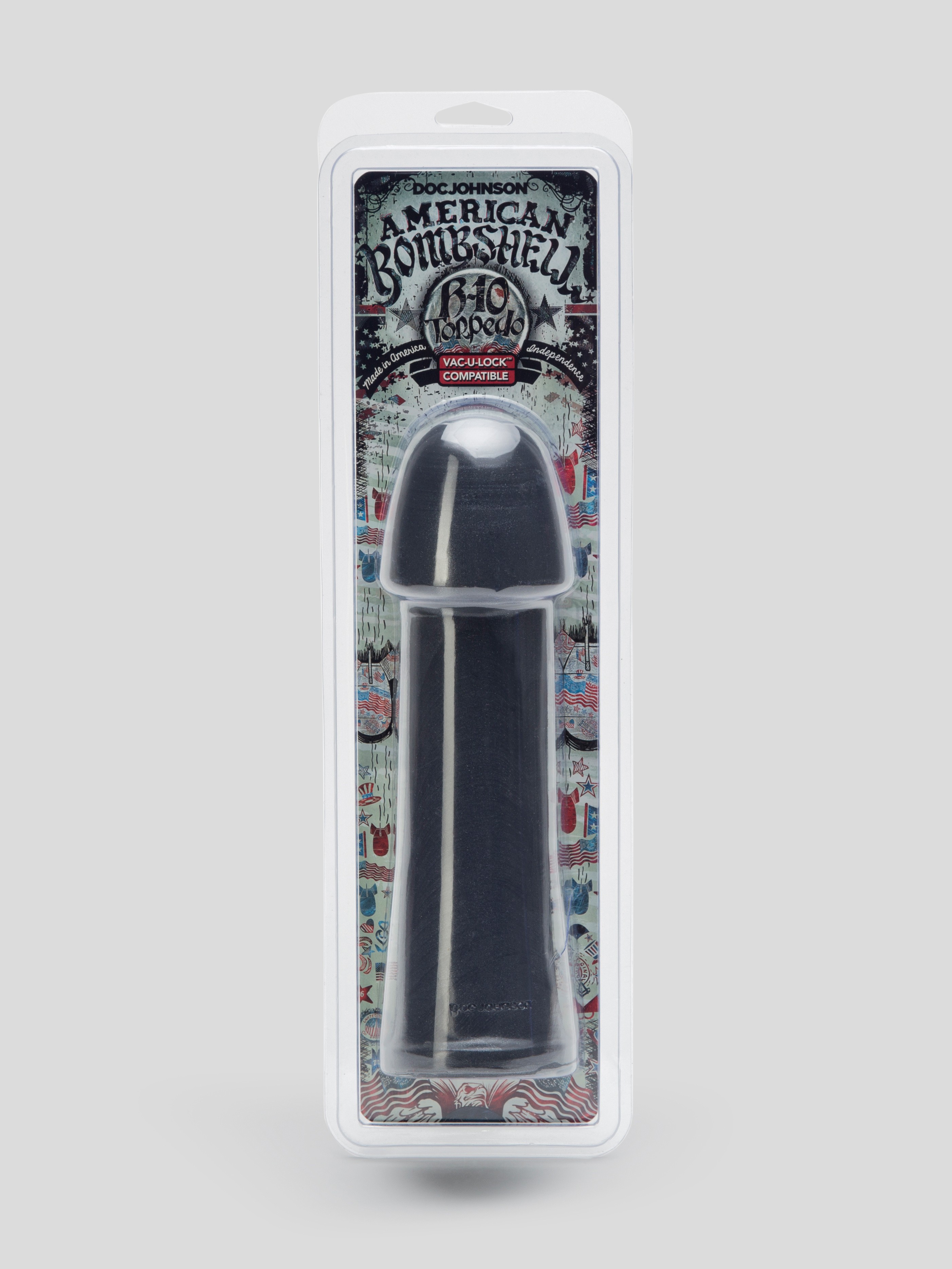 Doc Johnson American Bombshell B-10 Torpedo Extra Large Dildo 10.5 Inches, Black, hi-res