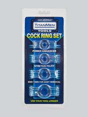 Doc Johnson Titanmen Easy-On Stretchy Cock Ring Set (4 Pack), Clear, hi-res