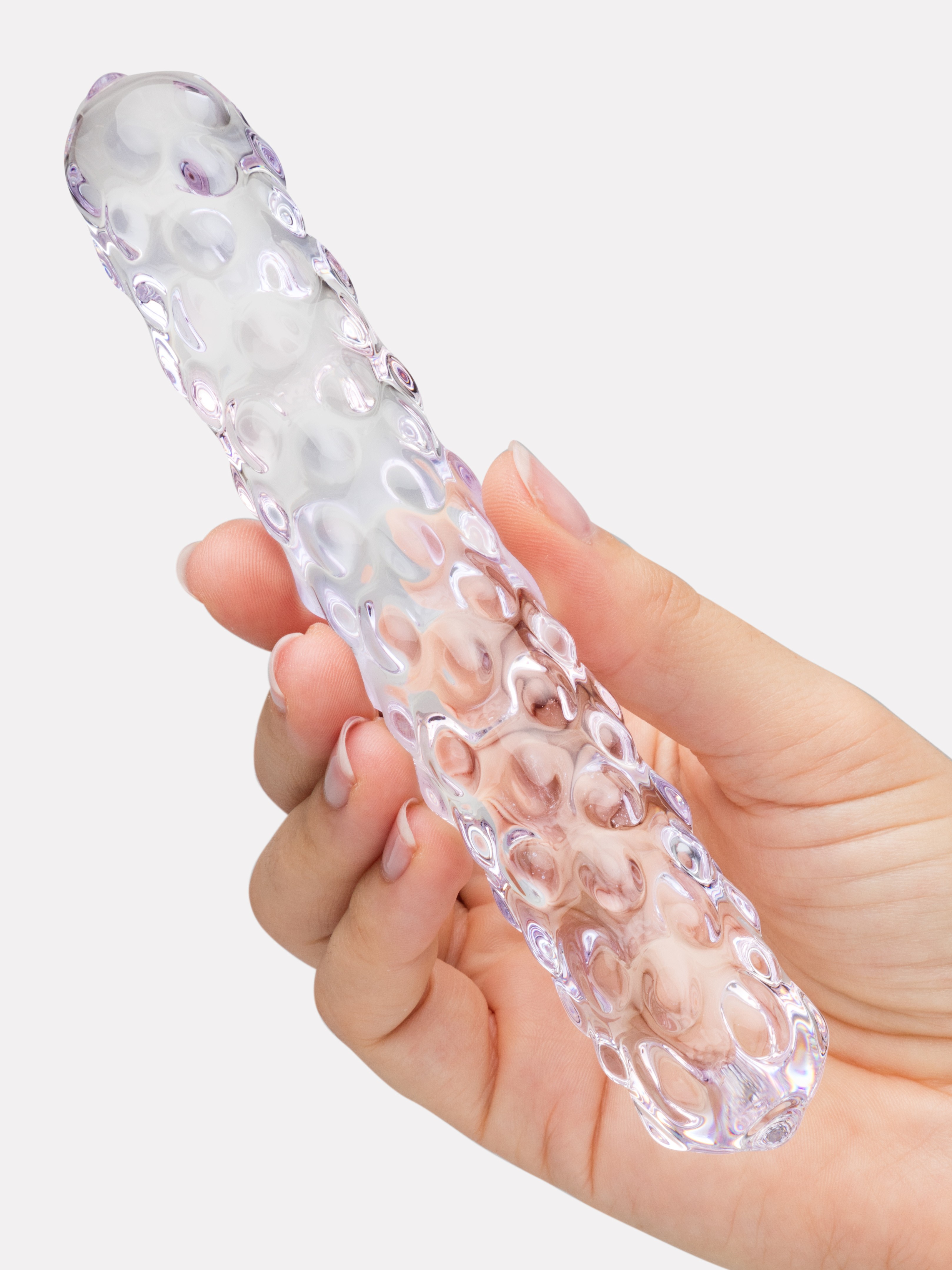 Lovehoney Nubby Textured Sensual Glass Dildo, Purple, hi-res