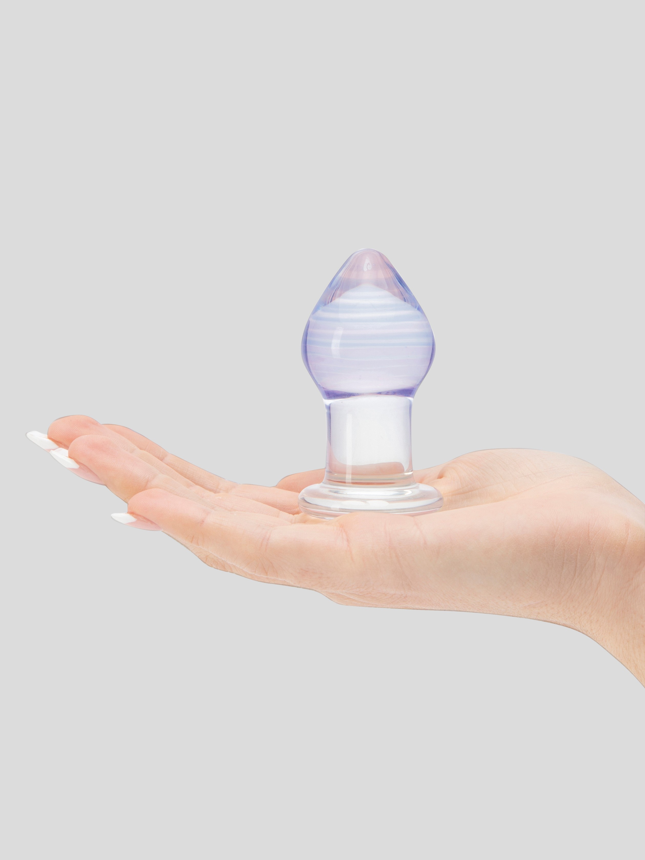 Lovehoney Amethyst Sensual Glass Butt Plug, Clear, hi-res