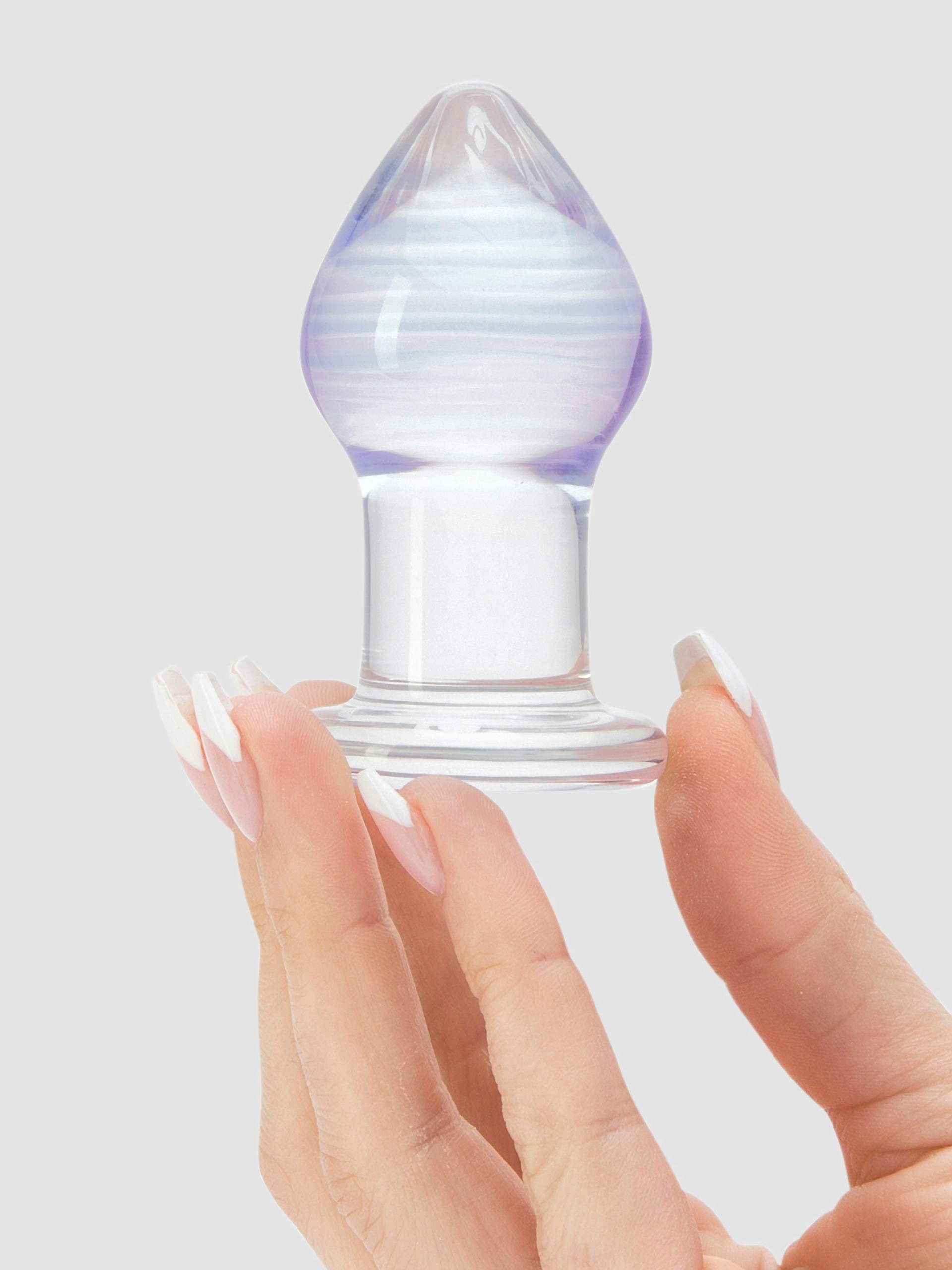 Lovehoney Amethyst Sensual Glass Butt Plug, Clear, hi-res