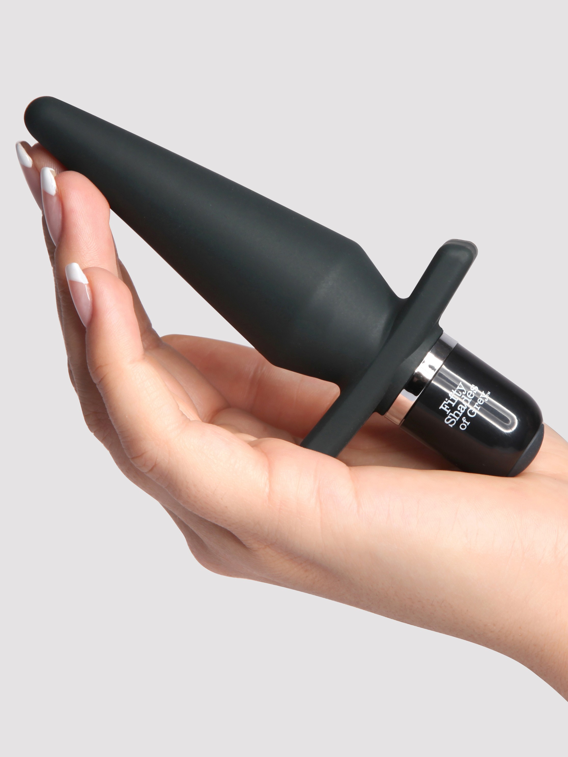 Fifty Shades of Grey Delicious Fullness Vibrating Butt Plug 3.5 Inch, Grey, hi-res