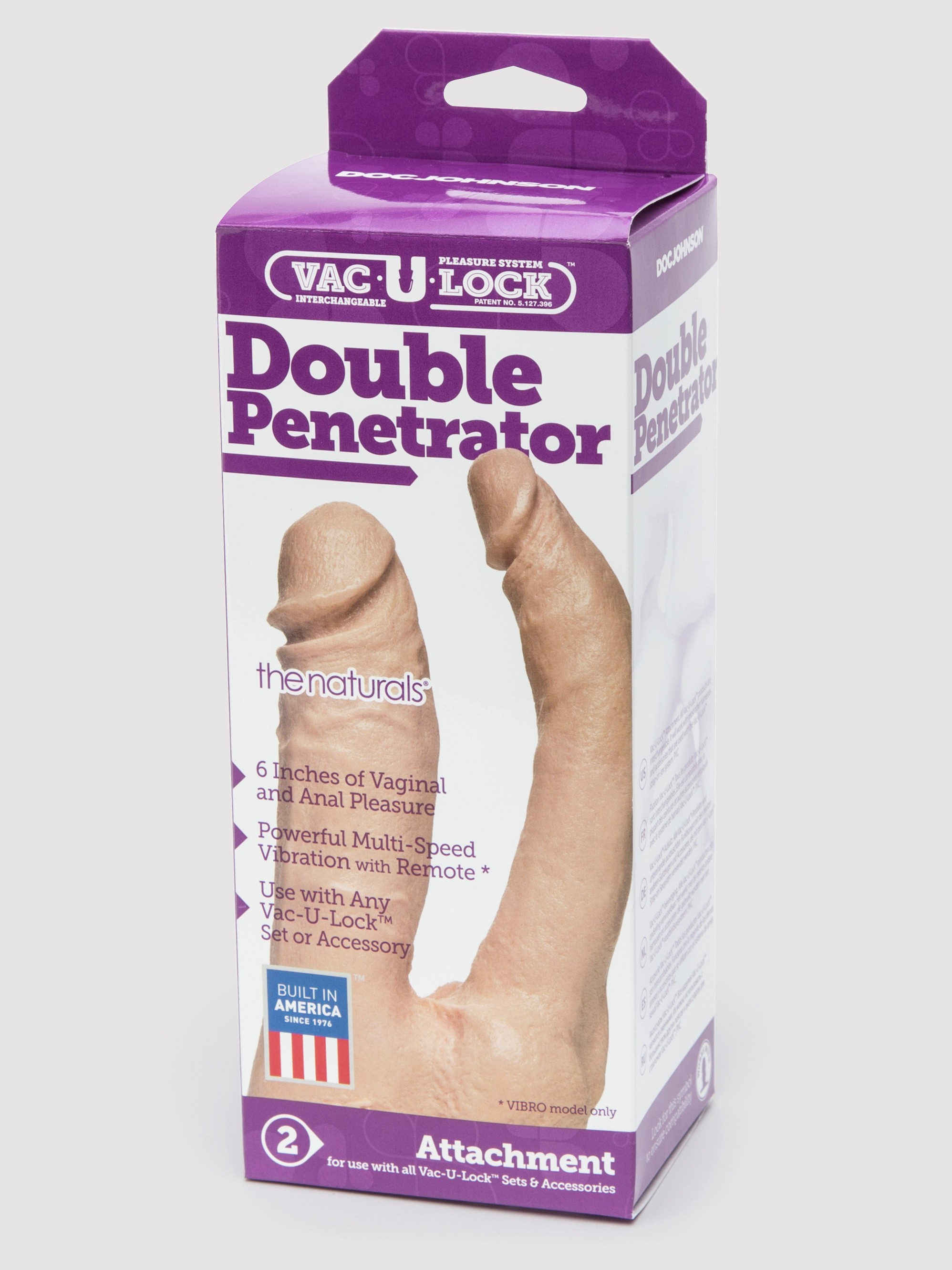 Doc Johnson Vac-U-Lock Double Penetration Dildo, Flesh Pink, hi-res