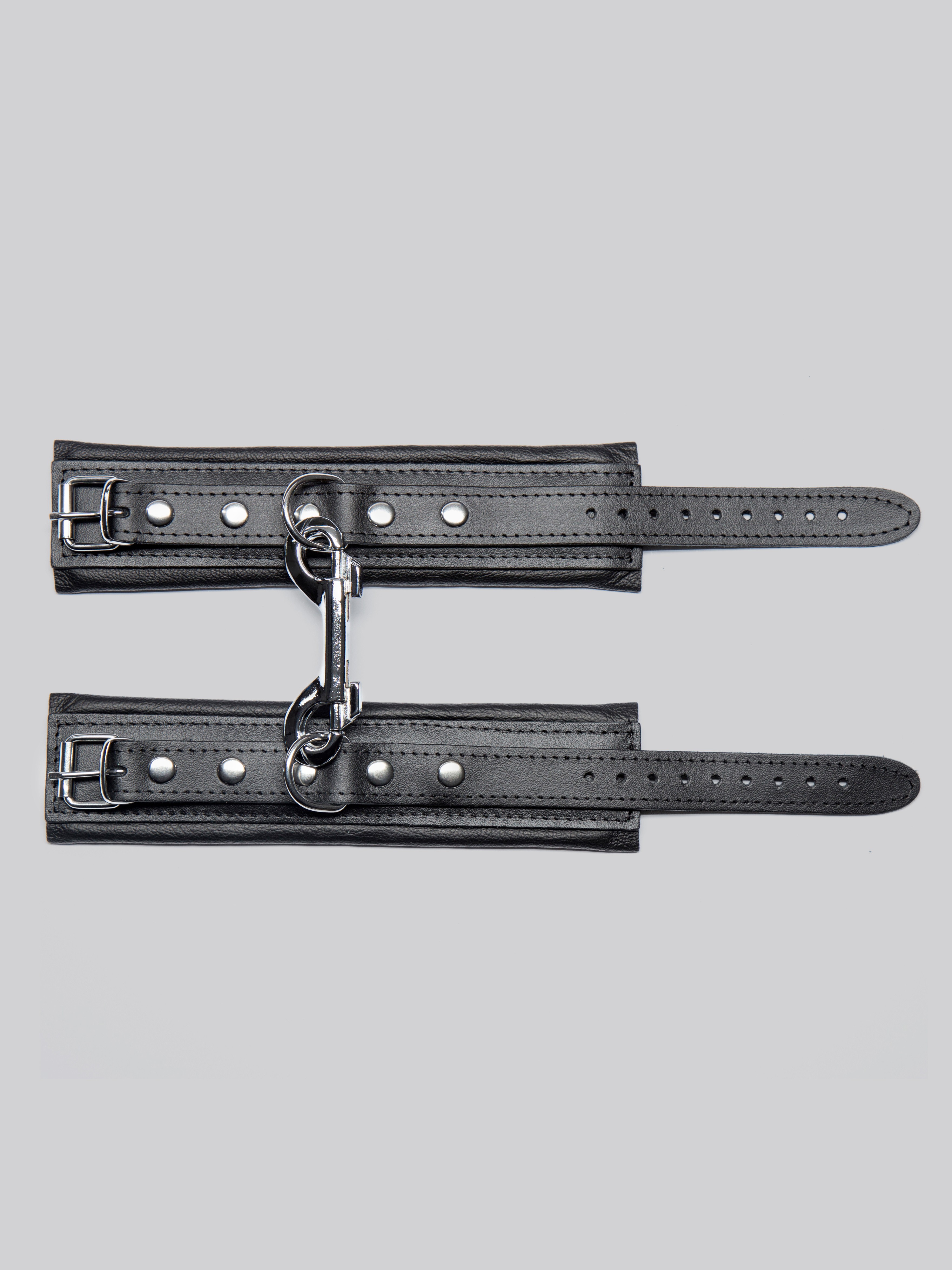 DOMINIX Deluxe Leather Wrist Cuffs, Black, hi-res