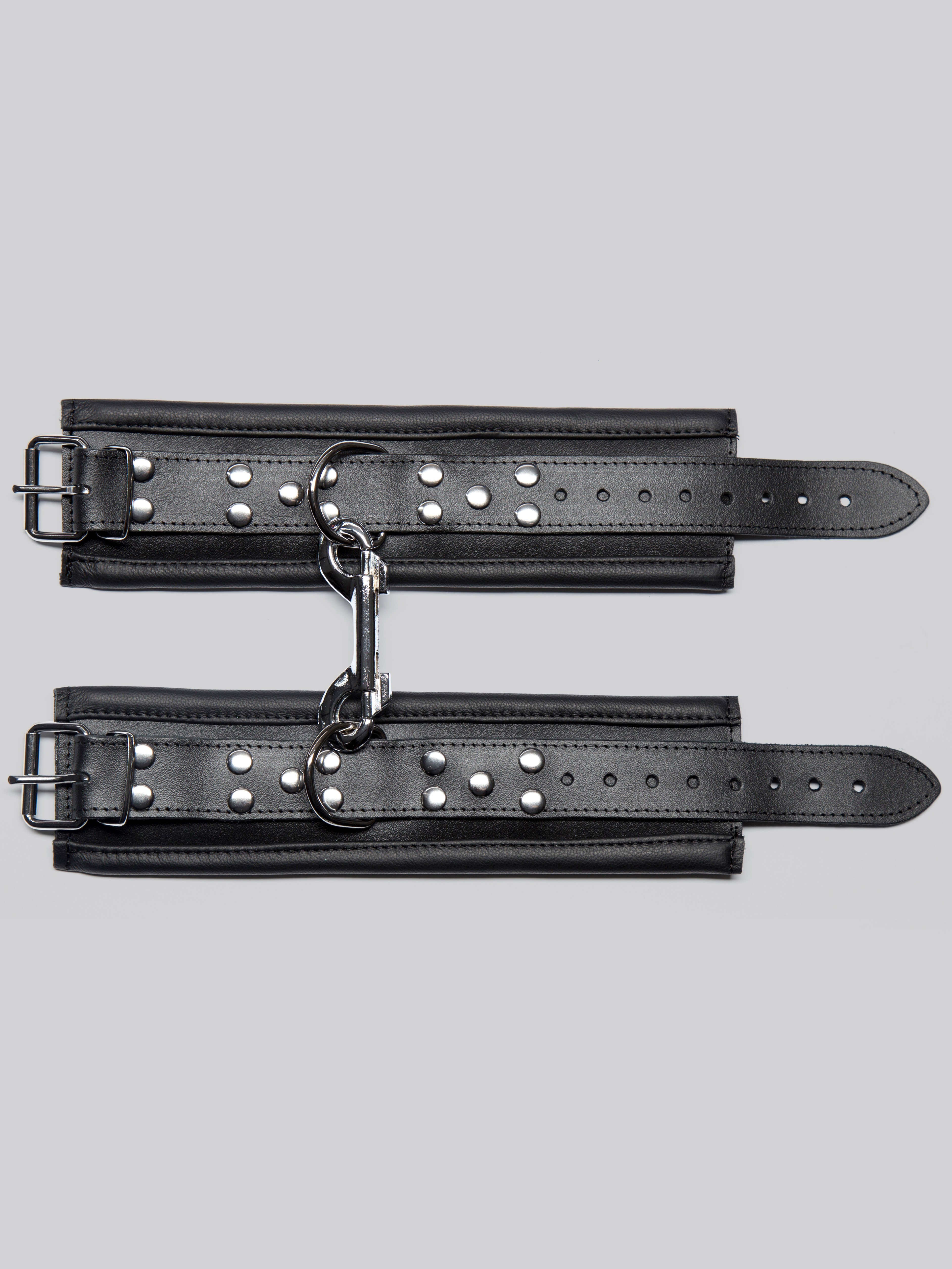 DOMINIX Deluxe Heavy Leather Wrist Cuffs, Black, hi-res