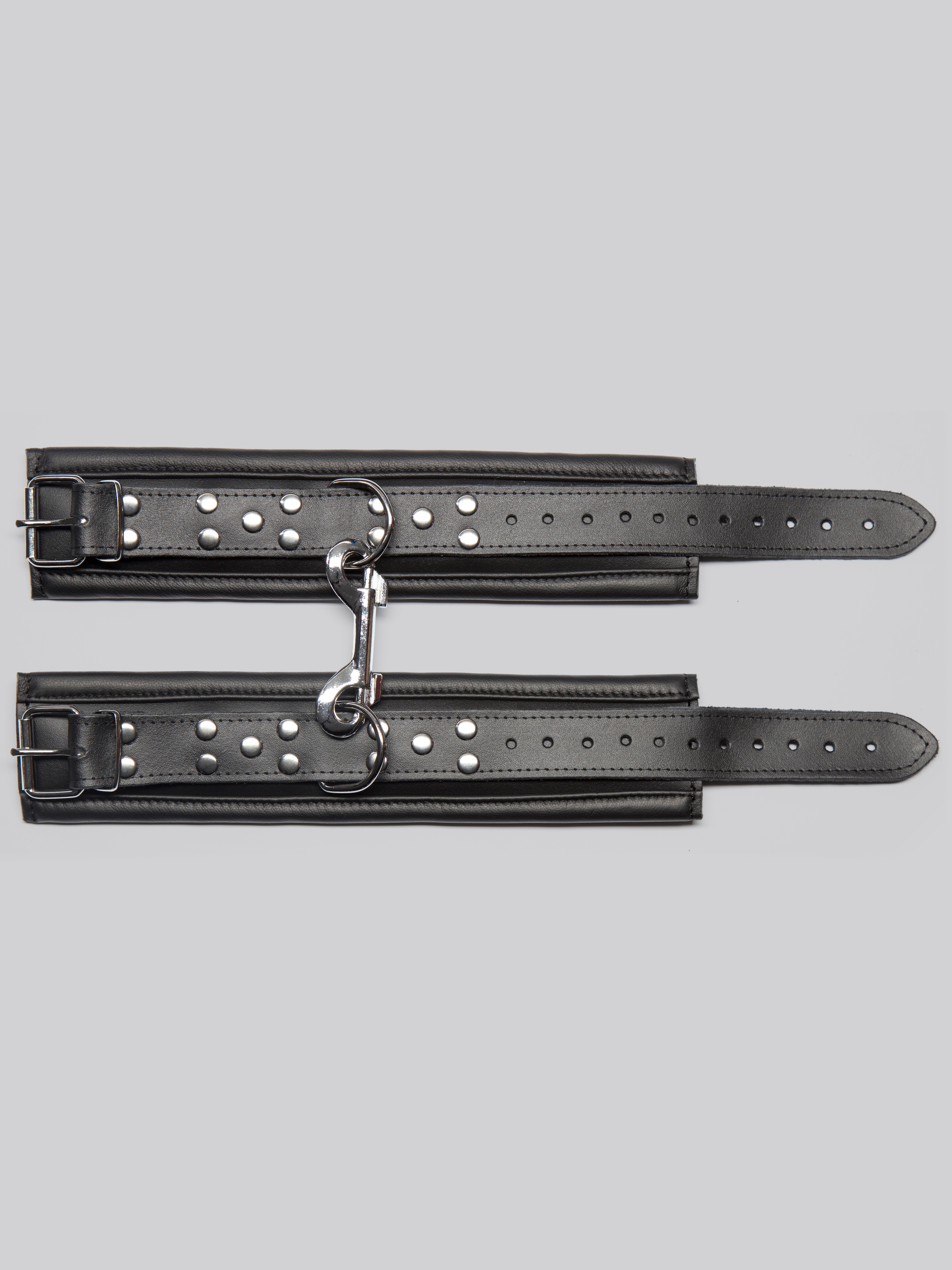 DOMINIX Deluxe Heavy Leather Ankle Cuffs, Black, hi-res