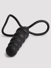 Love Rider Silicone Beaded Dual Penetrator Strap-On, Black, hi-res