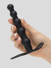 Love Rider Silicone Beaded Dual Penetrator Strap-On, Black, hi-res