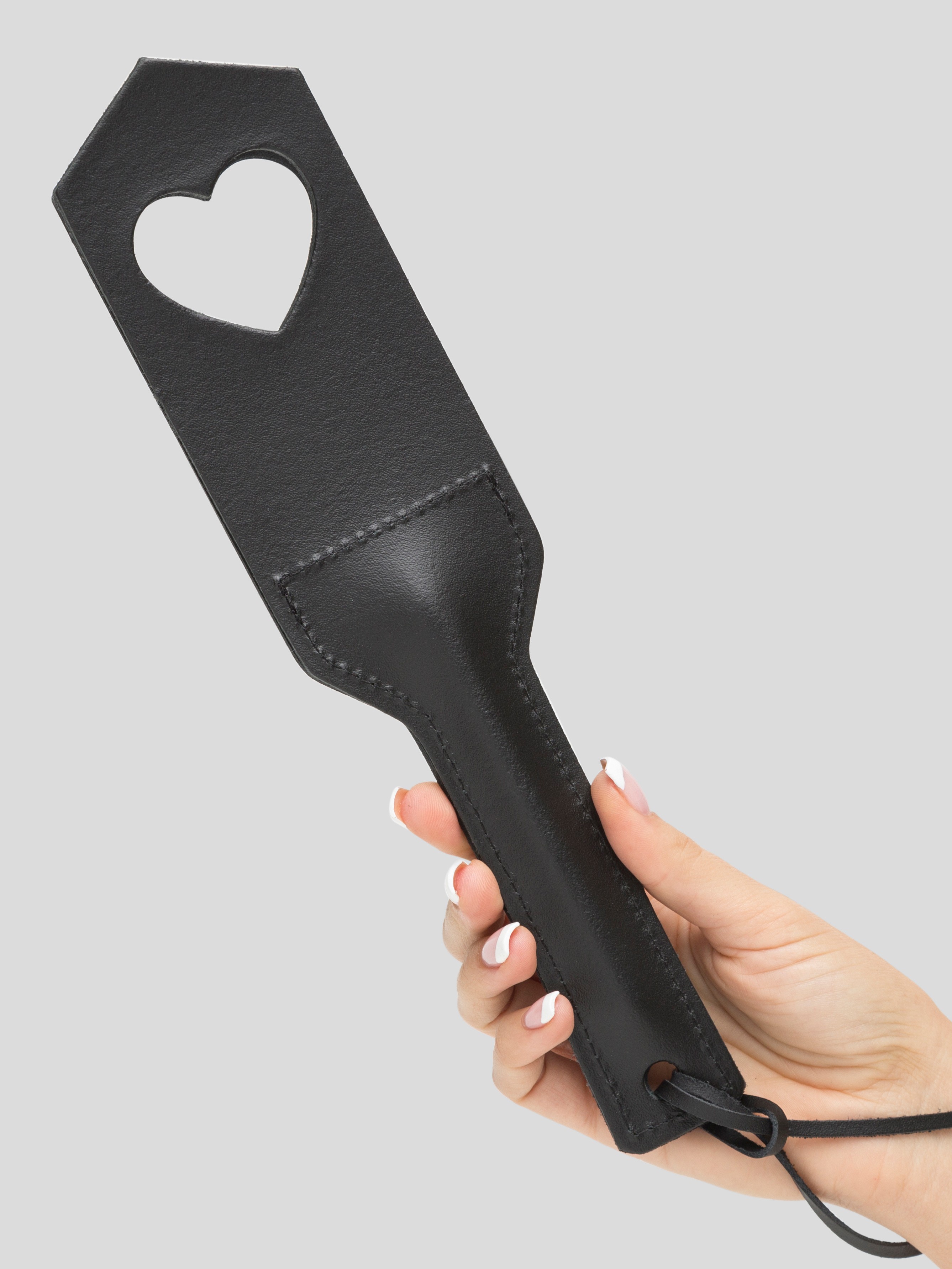 DOMINIX Deluxe Leather Heart Slapper Paddle, Black, hi-res