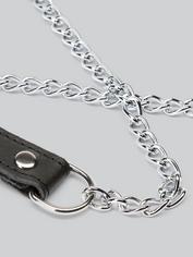 DOMINIX Deluxe Leather Handle Chain Leash, Silver, hi-res