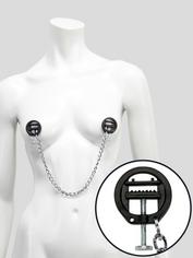DOMINIX Deluxe Adjustable Bite Nipple Clamps with Chain, Silver, hi-res
