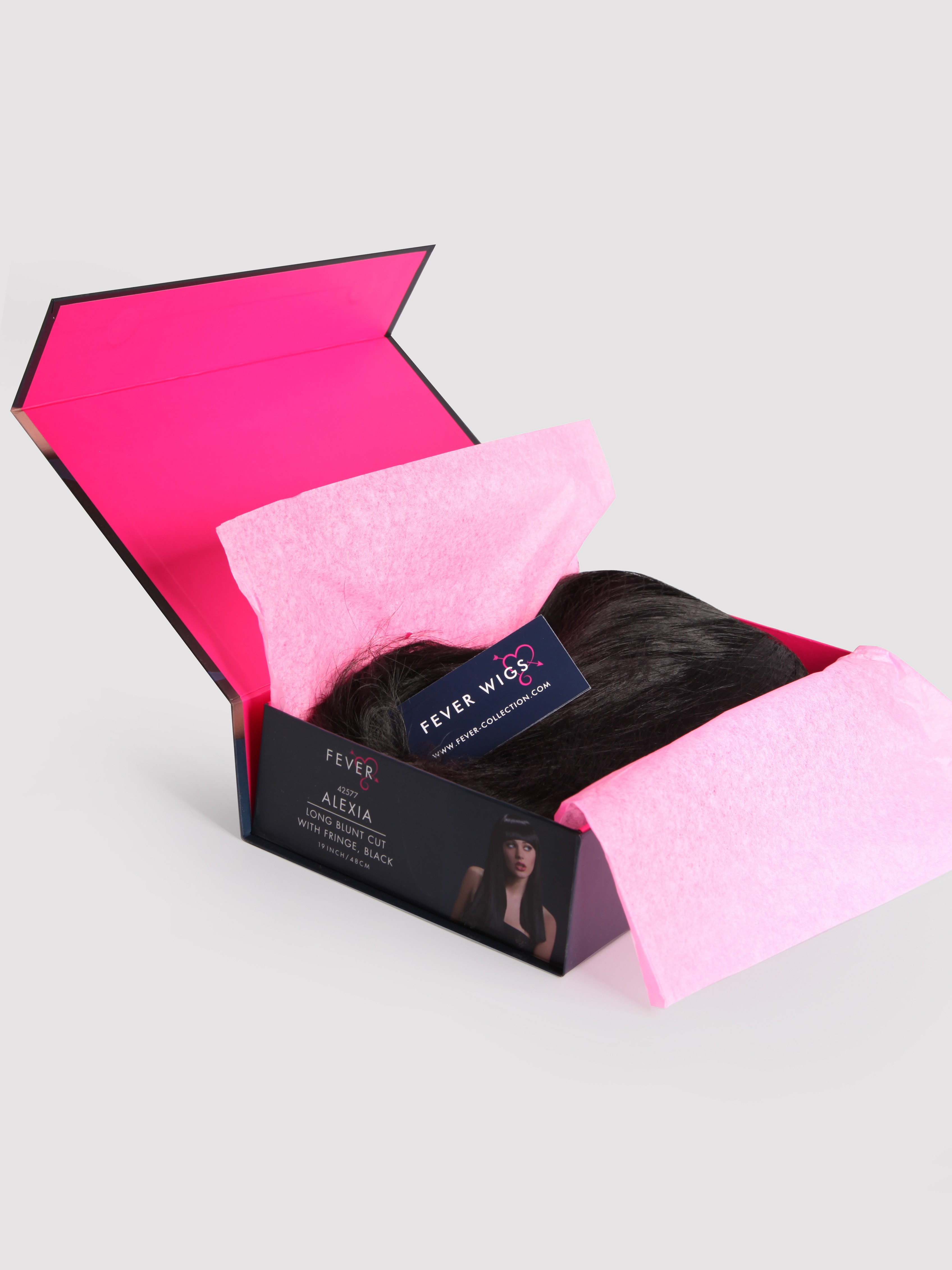 Fever Long Black Blunt Cut Wig with Fringe, Black, hi-res