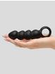 Beaded Silicone Butt Plug with Finger Loop, Black, hi-res