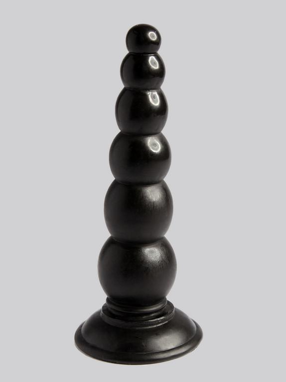 Consolador Anal Negro de 16,5 cm con Cuentas y Ventosa , Negro , hi-res