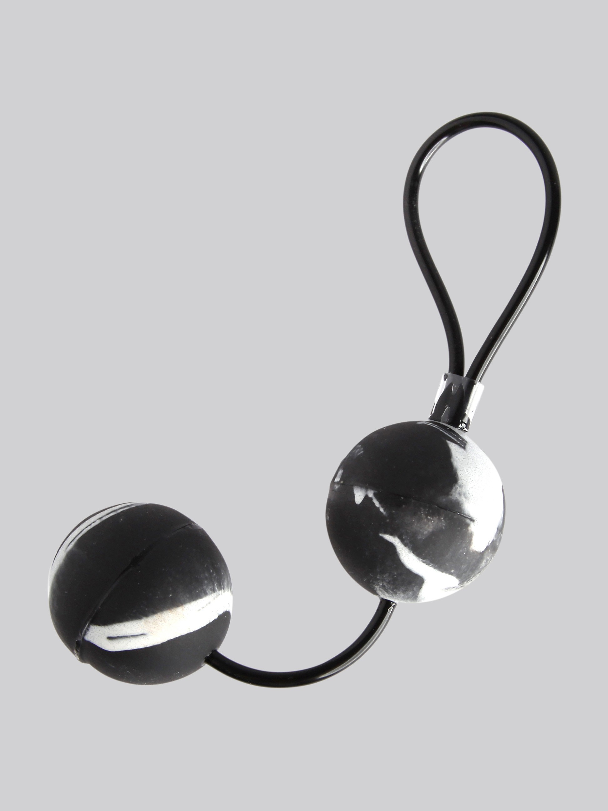 Oscillating Textured Duo Ben Wa Balls 2.4oz, Black, hi-res