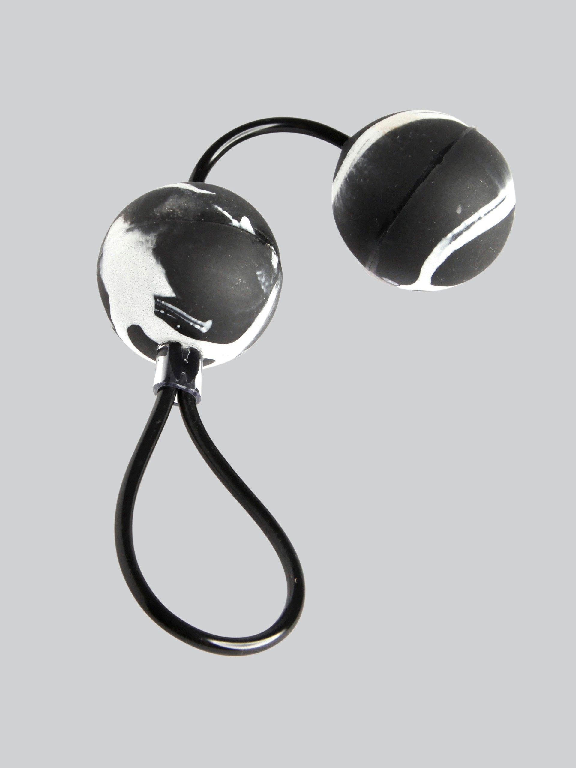 Oscillating Textured Duo Ben Wa Balls 2.4oz, Black, hi-res